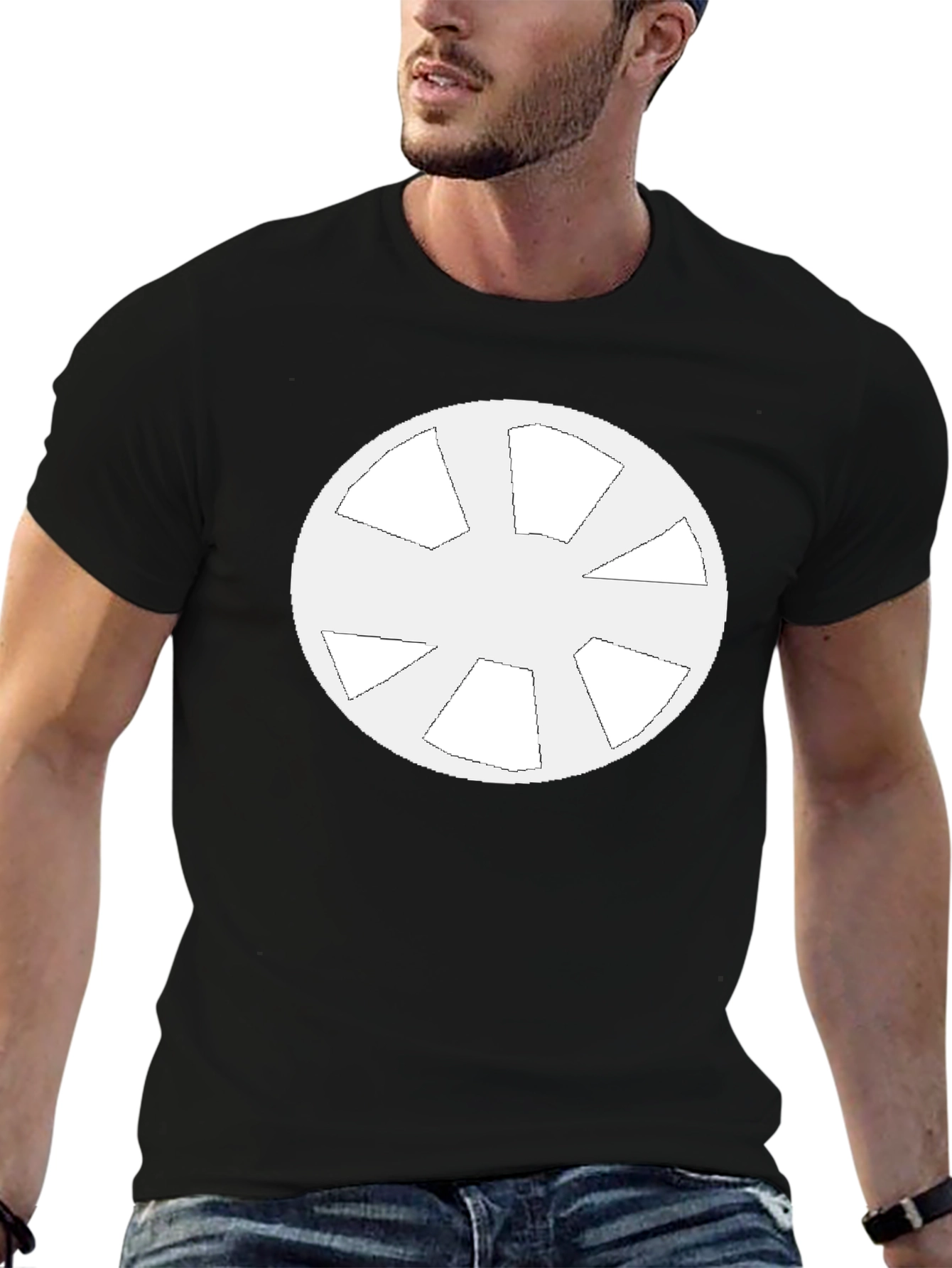 Geometric Circle Design Black T-Shirt