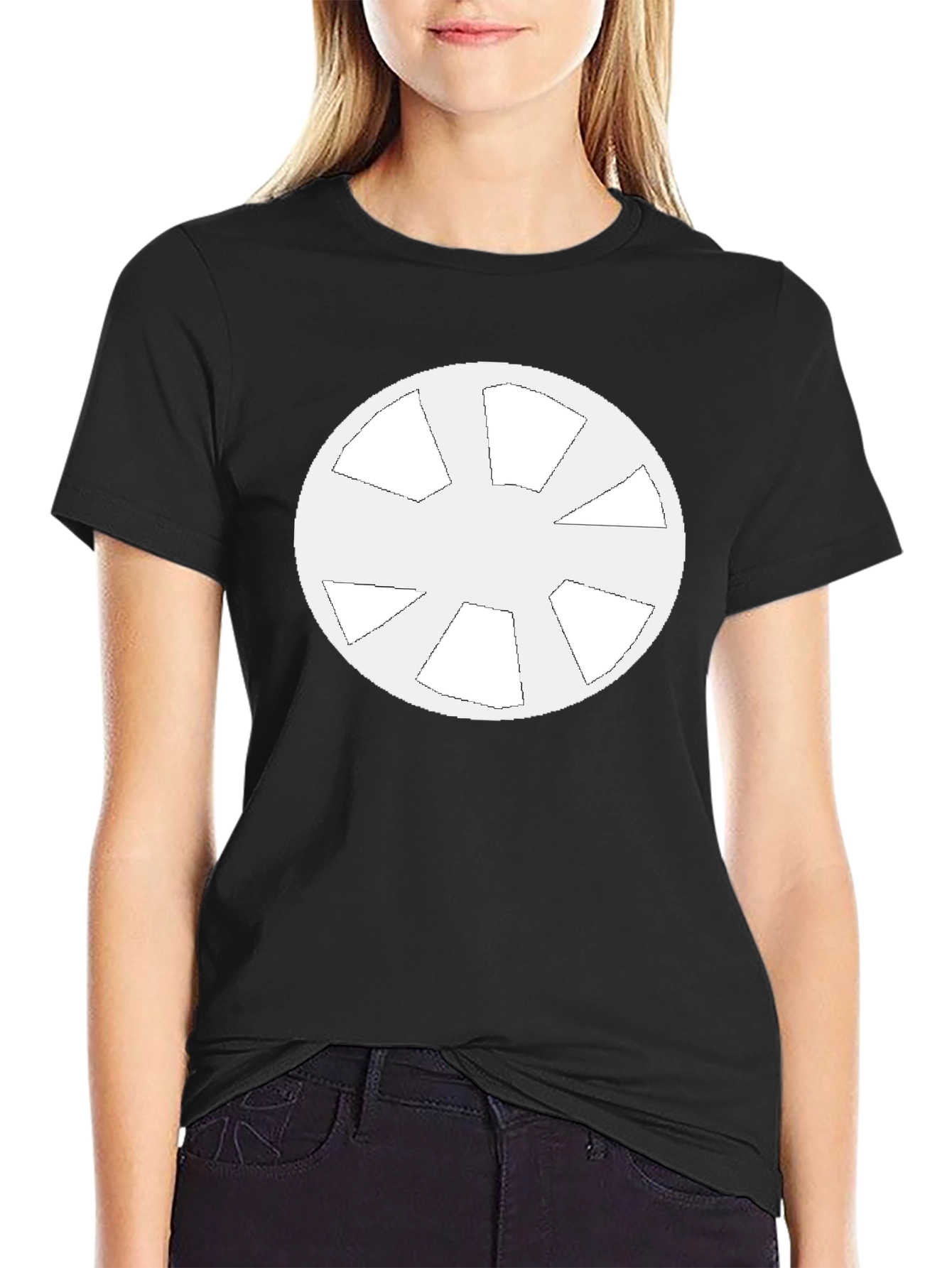 Geometric Circle Design Black T-Shirt