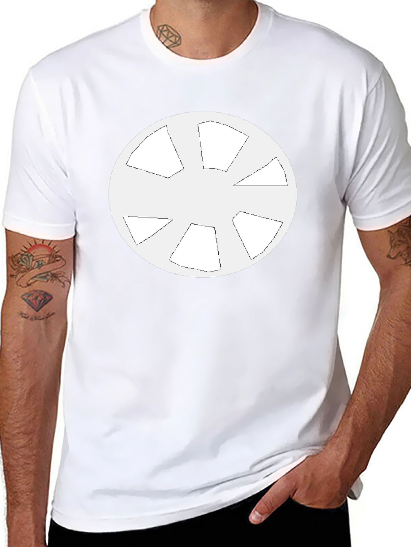 Geometric Circle Design Black T-Shirt