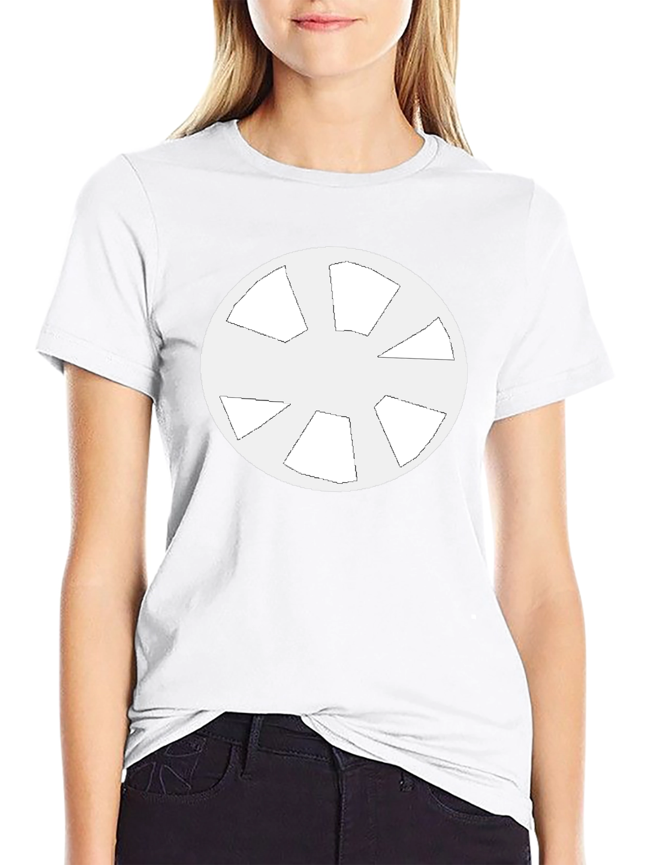 Geometric Circle Design Black T-Shirt