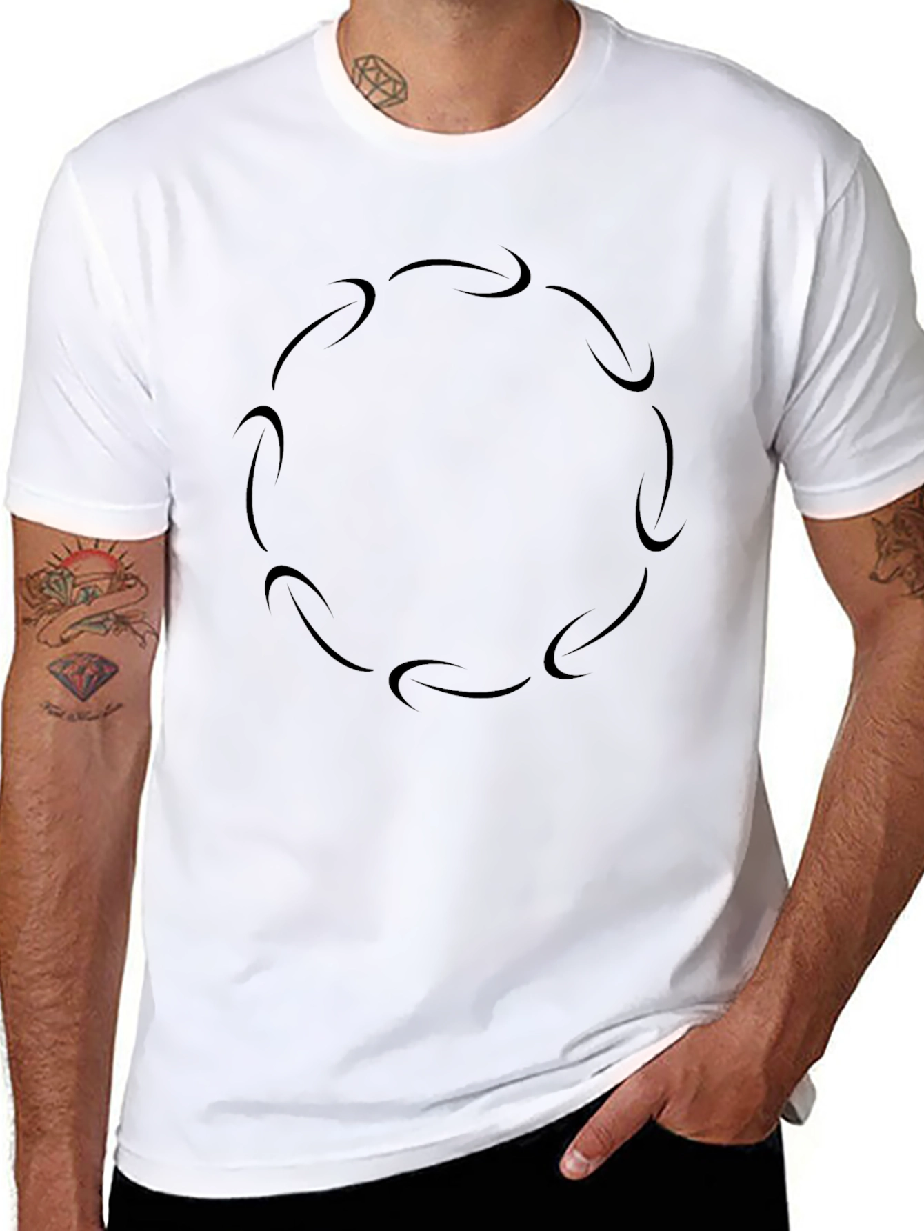 Modern Circle Arrow Graphic Tee - Black Casual Shirt