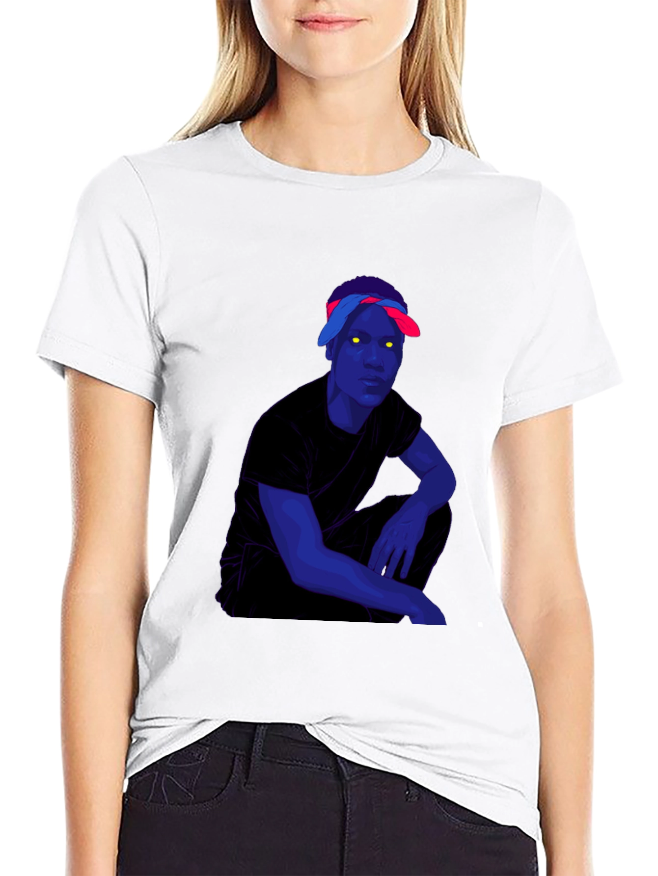 Graphic Print Black T-Shirt with Edgy Character Art