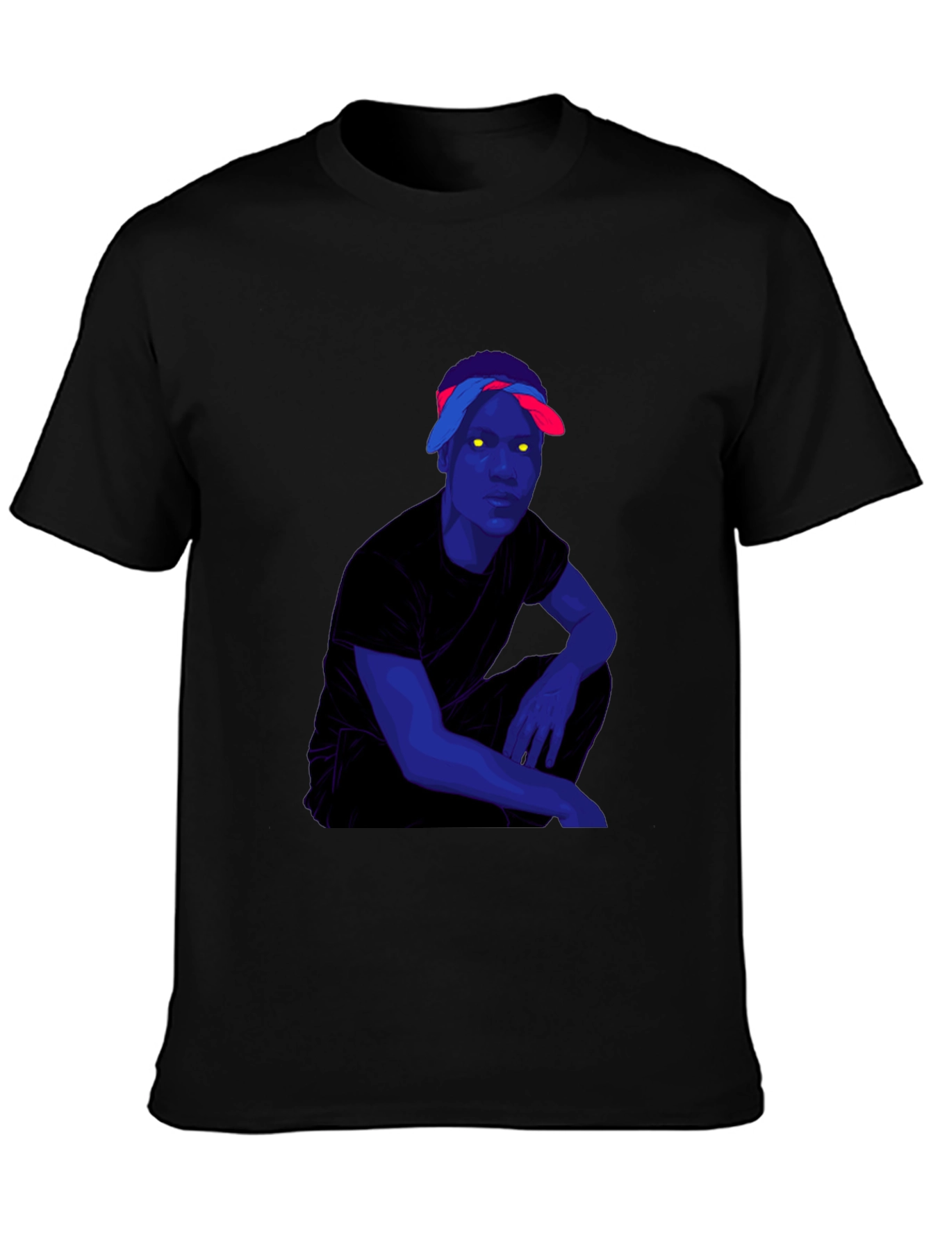 Graphic Print Black T-Shirt with Edgy Character Art