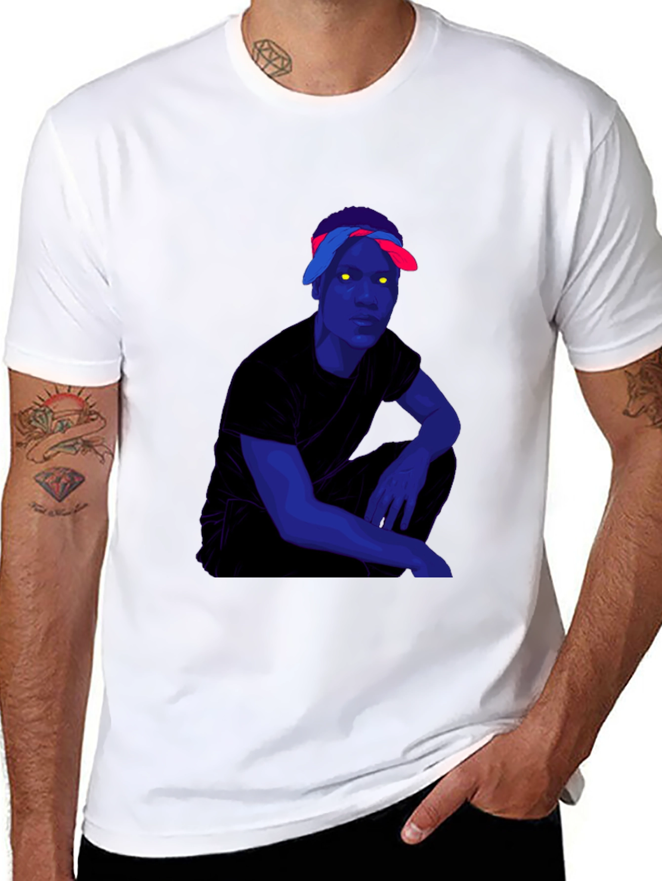 Graphic Print Black T-Shirt with Edgy Character Art