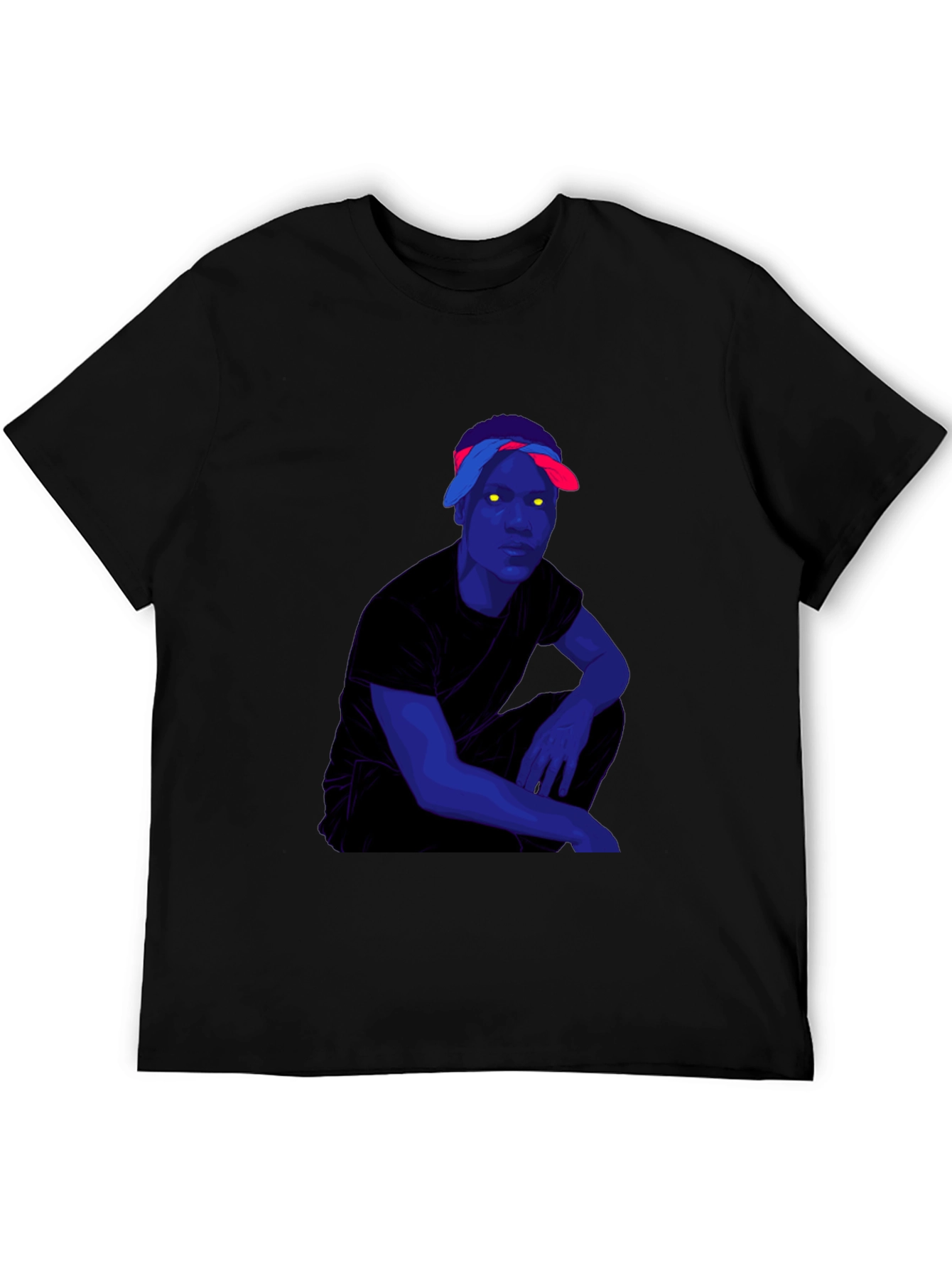 Graphic Print Black T-Shirt with Edgy Character Art