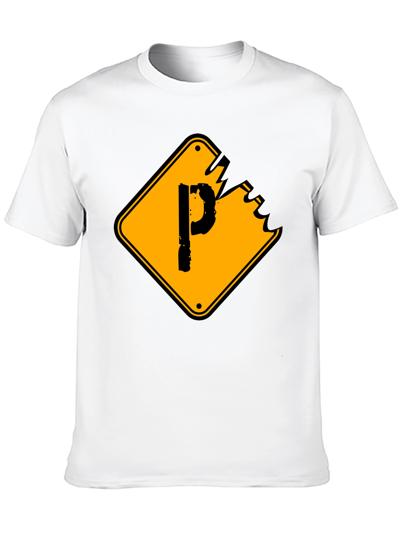 Mens Black Graphic T-Shirt - Novelty P Sign Design