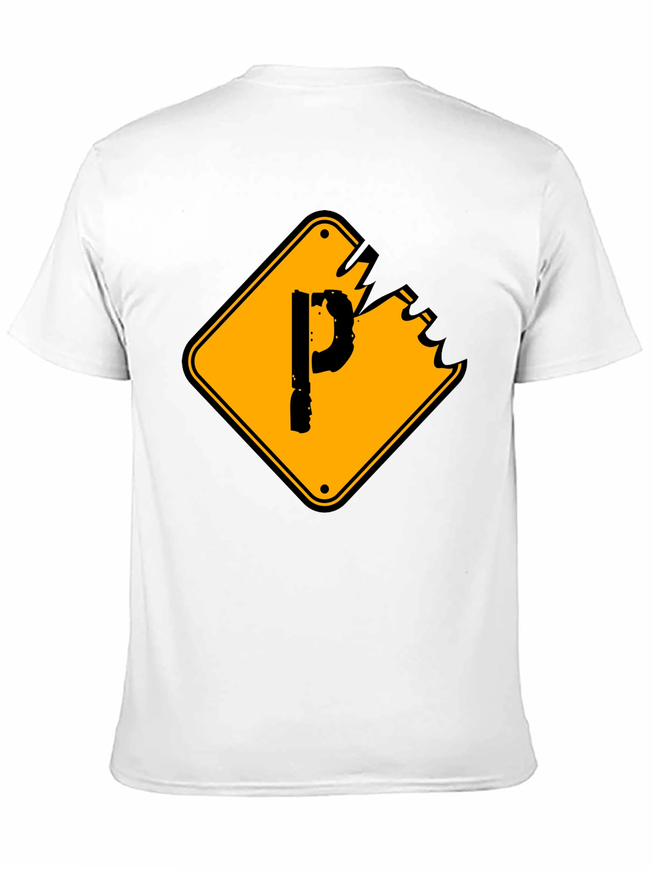 Mens Black Graphic T-Shirt - Novelty P Sign Design
