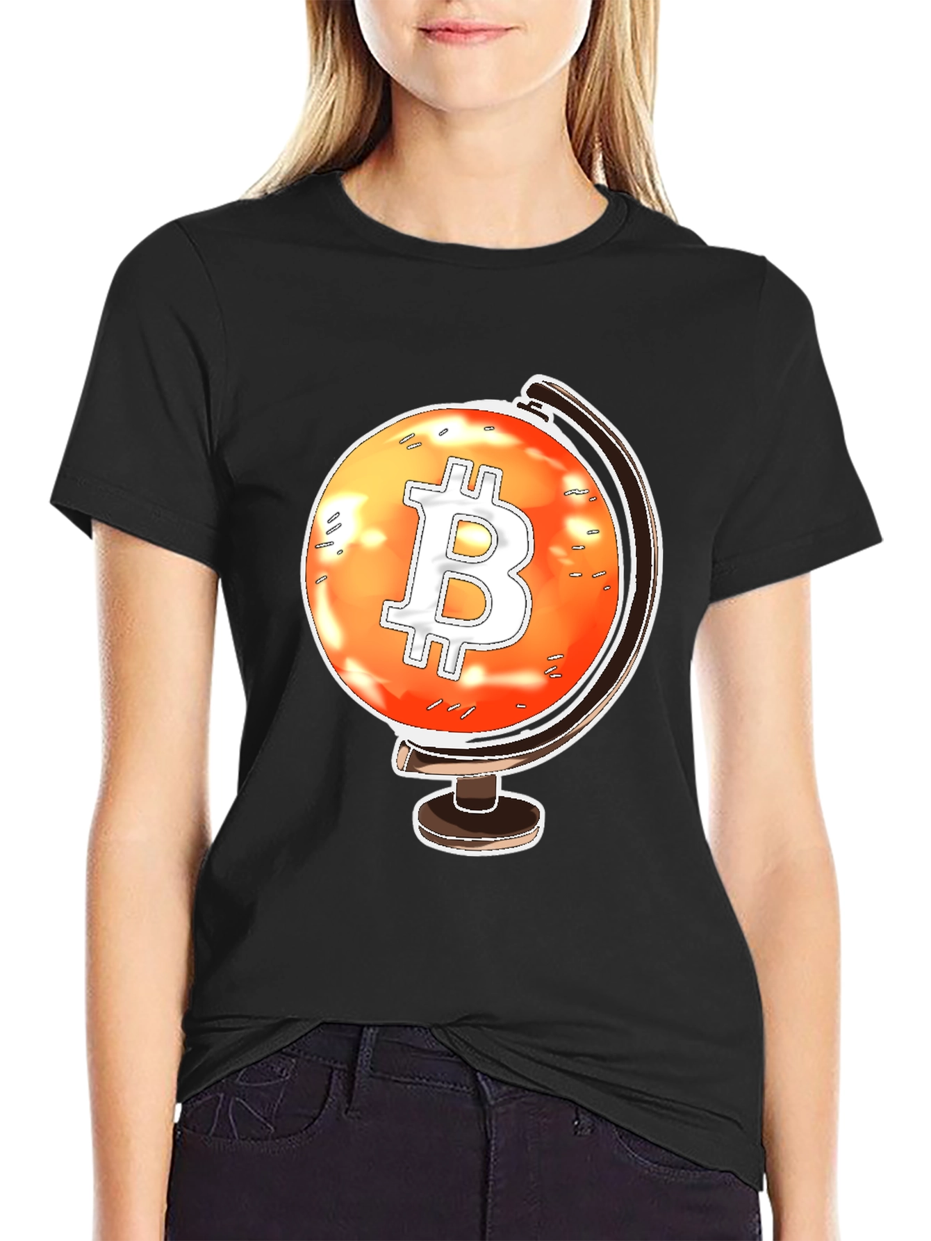 Bitcoin Globe Black T-Shirt