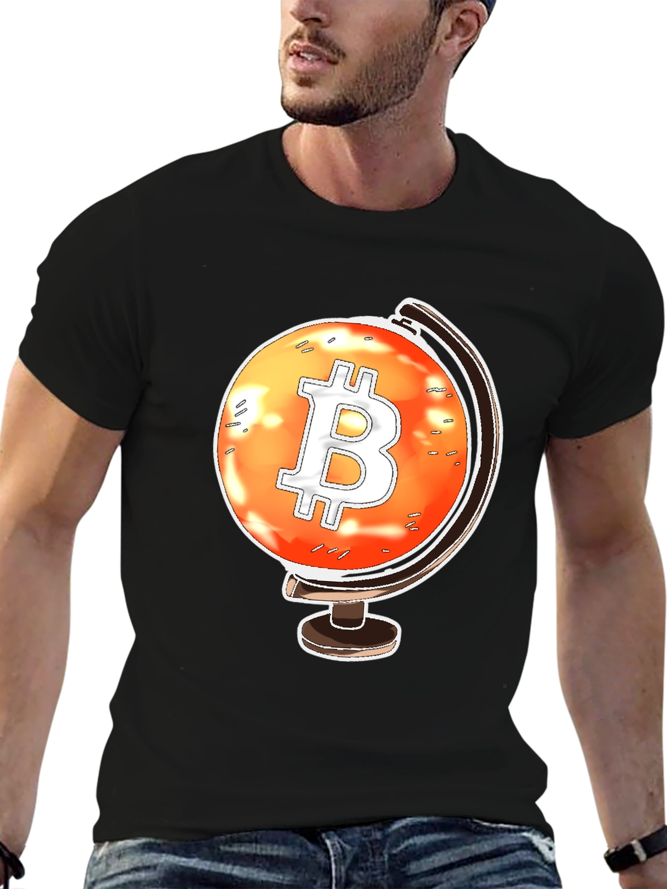 Bitcoin Globe Black T-Shirt