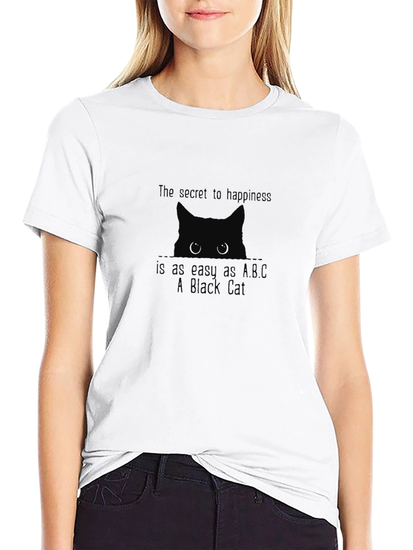 Black Cat Secret to Happiness Graphic Tee