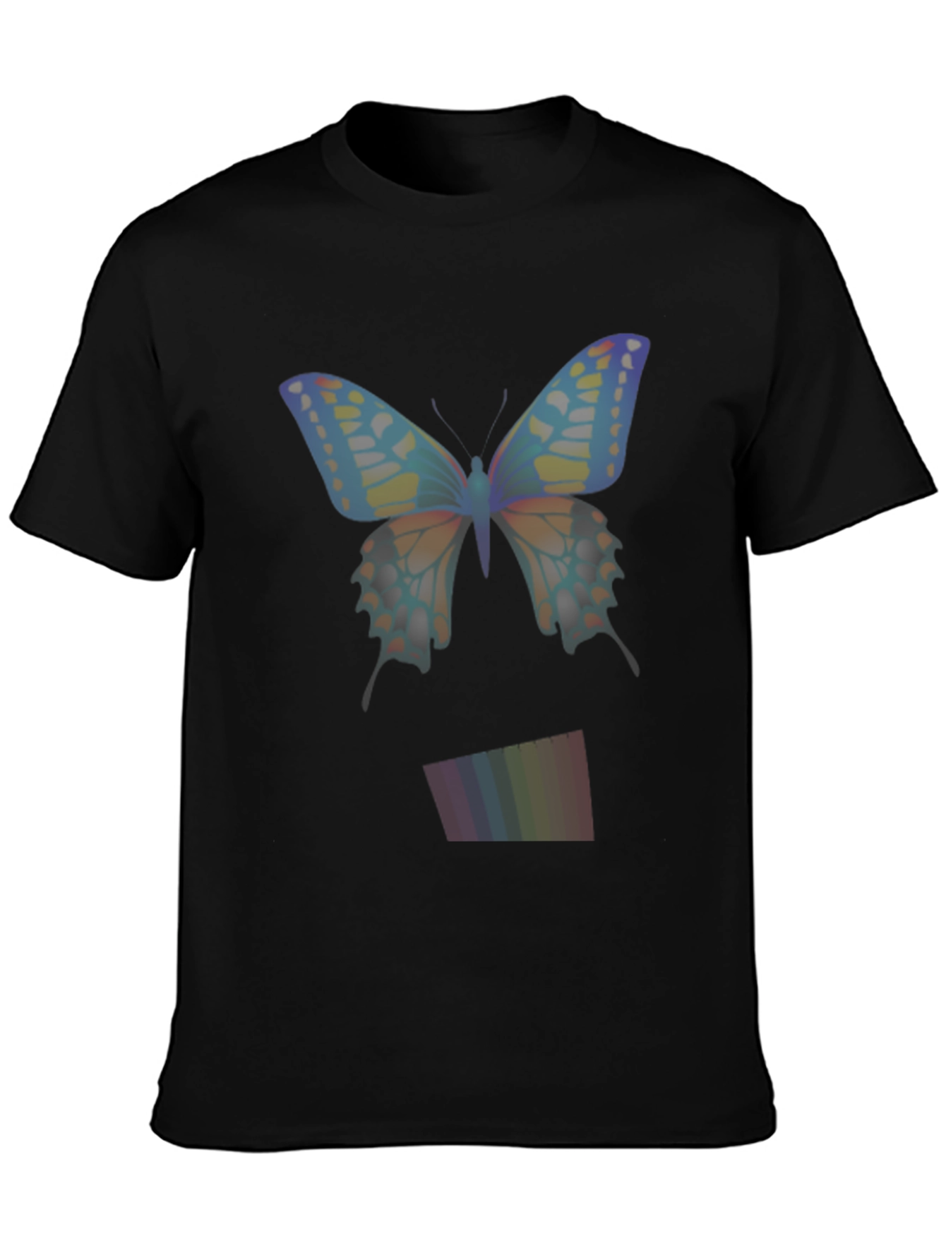 Butterfly Rainbow Mens Black T-Shirt