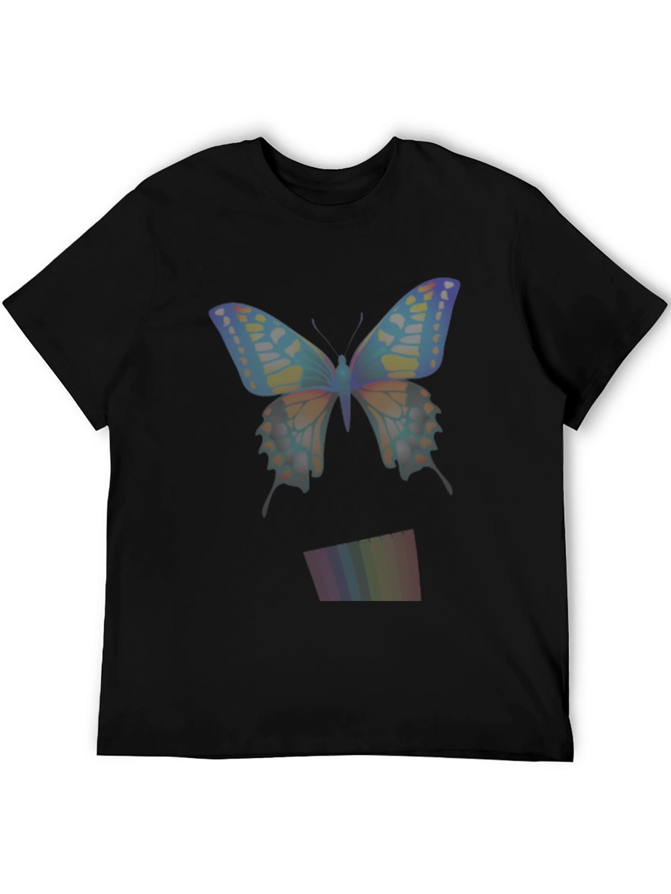 Butterfly Rainbow Mens Black T-Shirt