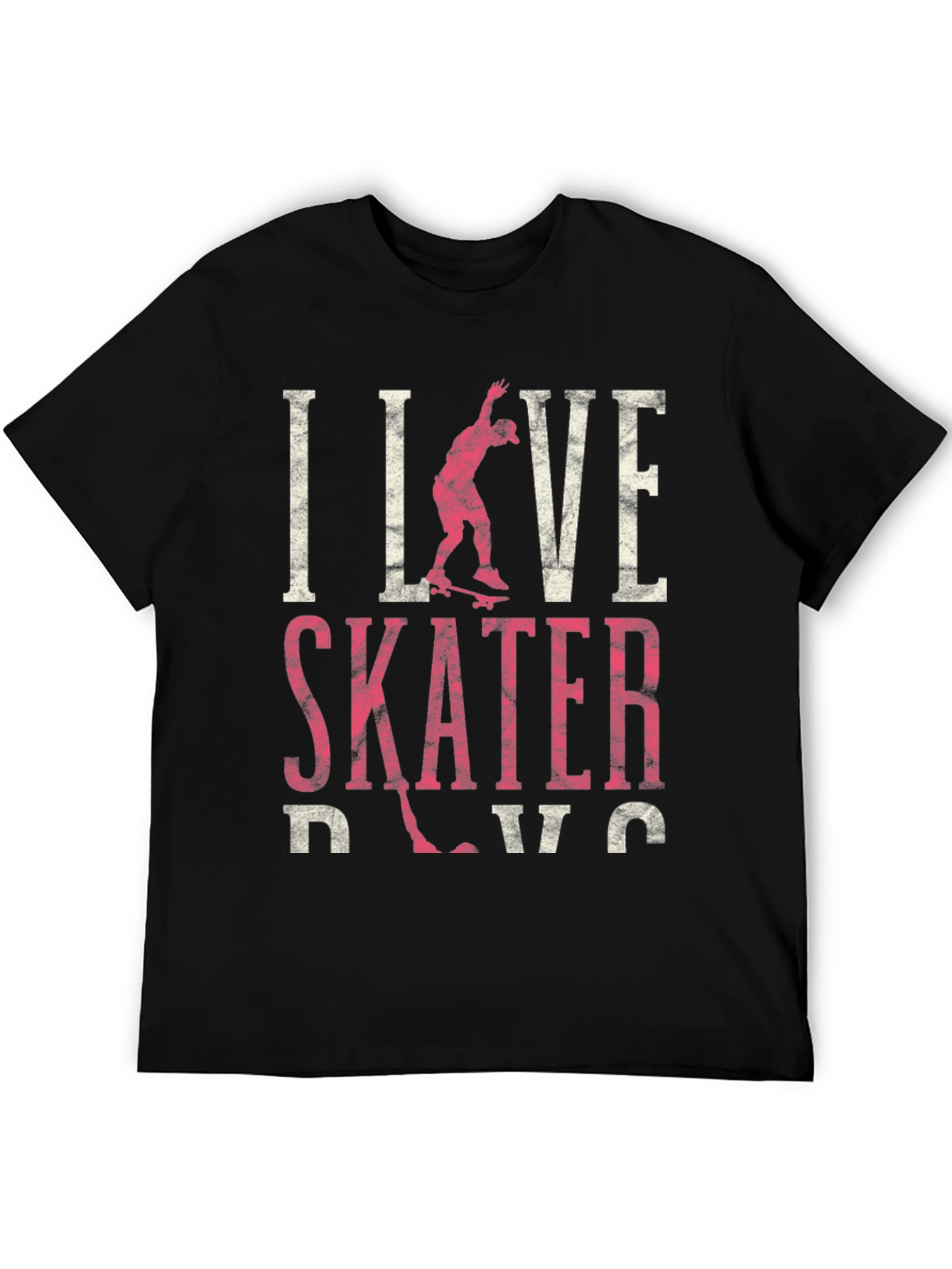 I Love Skater Dude Black Graphic T-Shirt