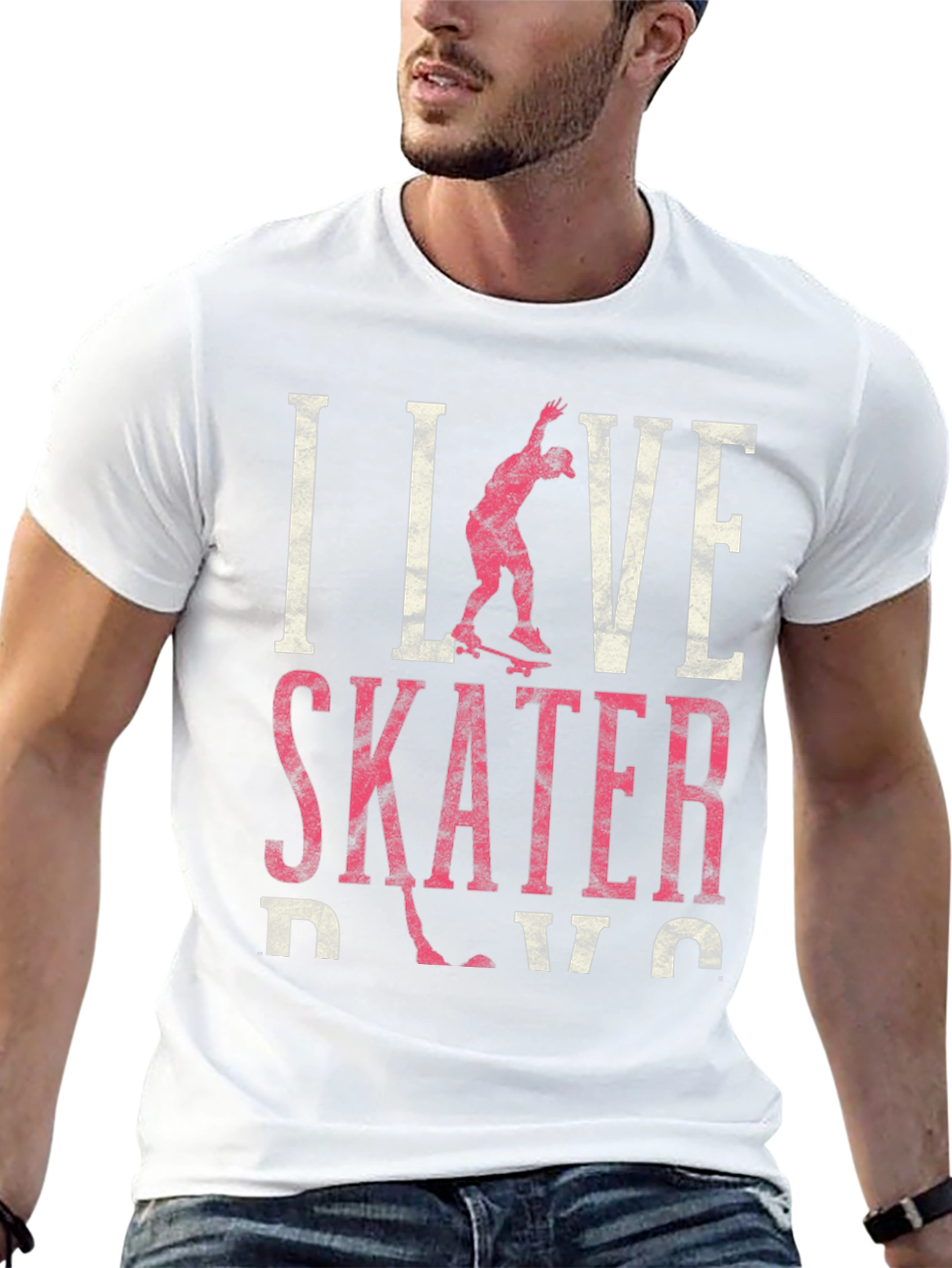 I Love Skater Dude Black Graphic T-Shirt