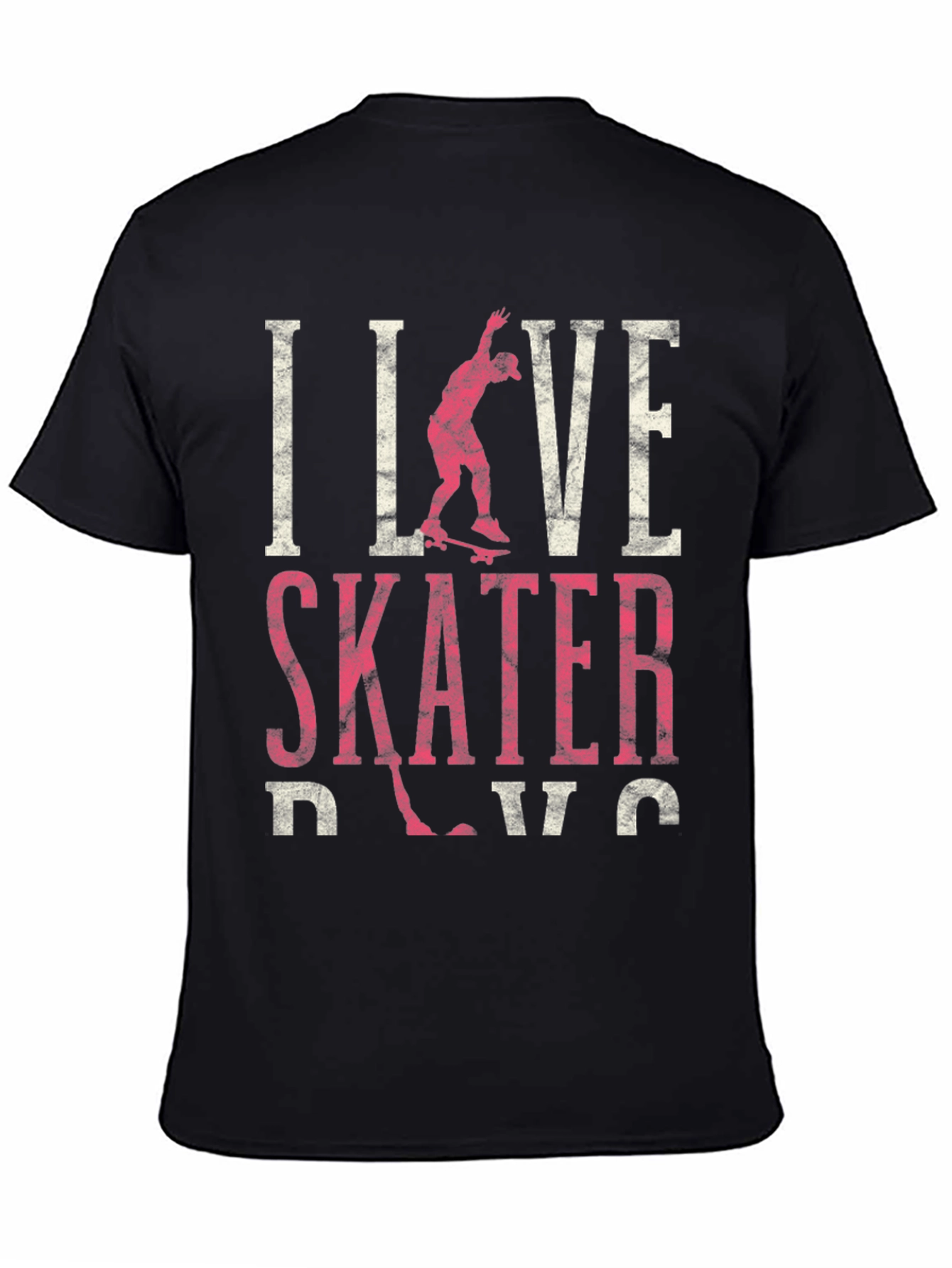 I Love Skater Dude Black Graphic T-Shirt