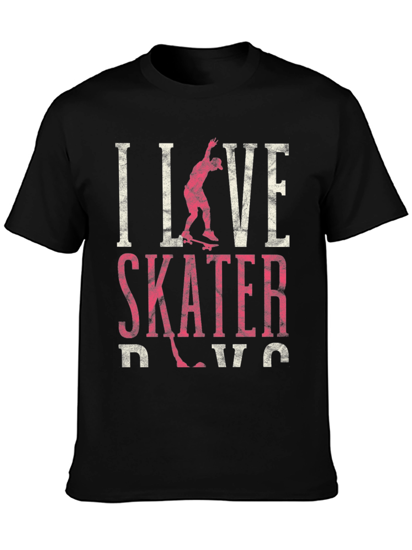 I Love Skater Dude Black Graphic T-Shirt