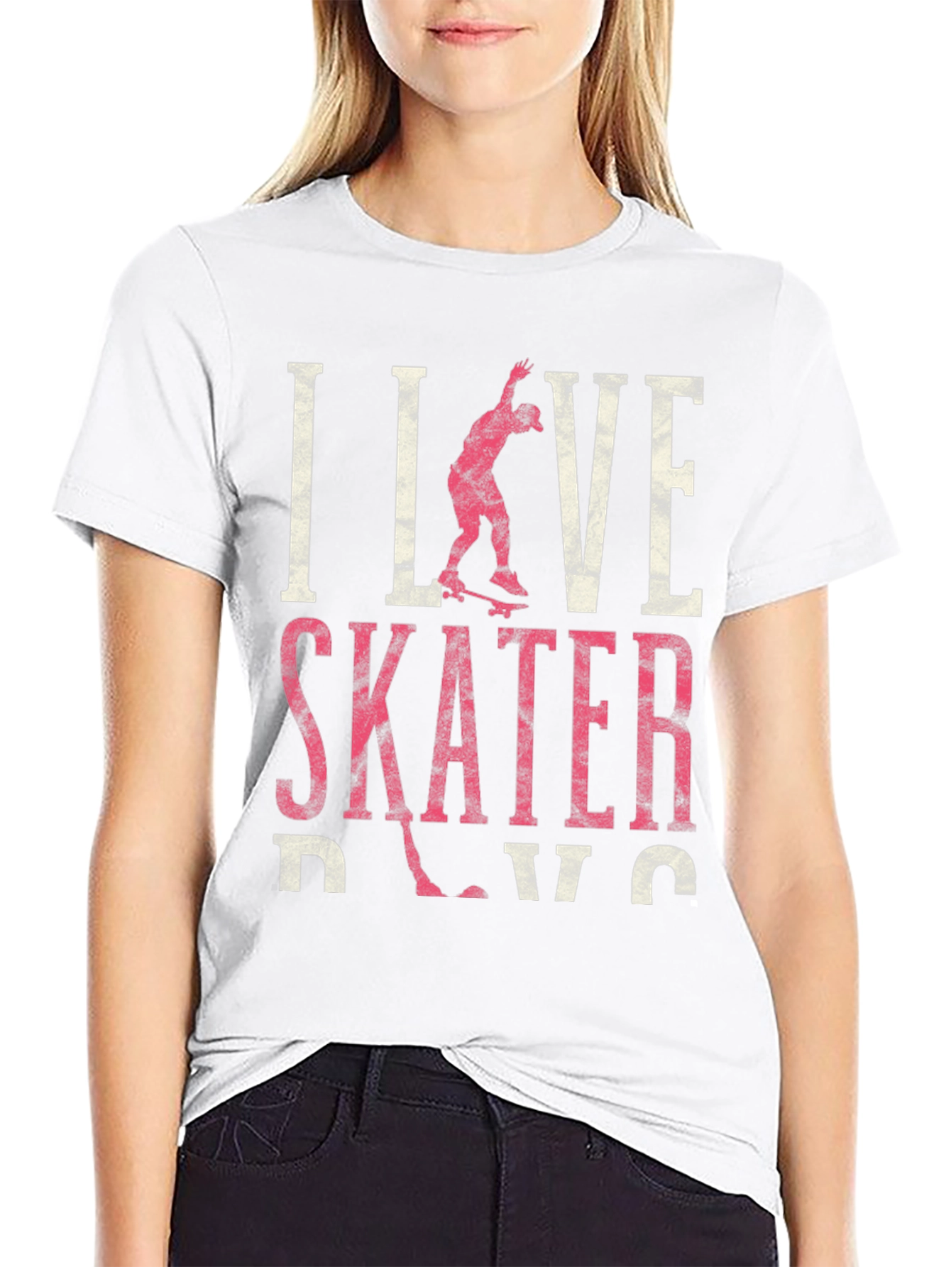 I Love Skater Dude Black Graphic T-Shirt