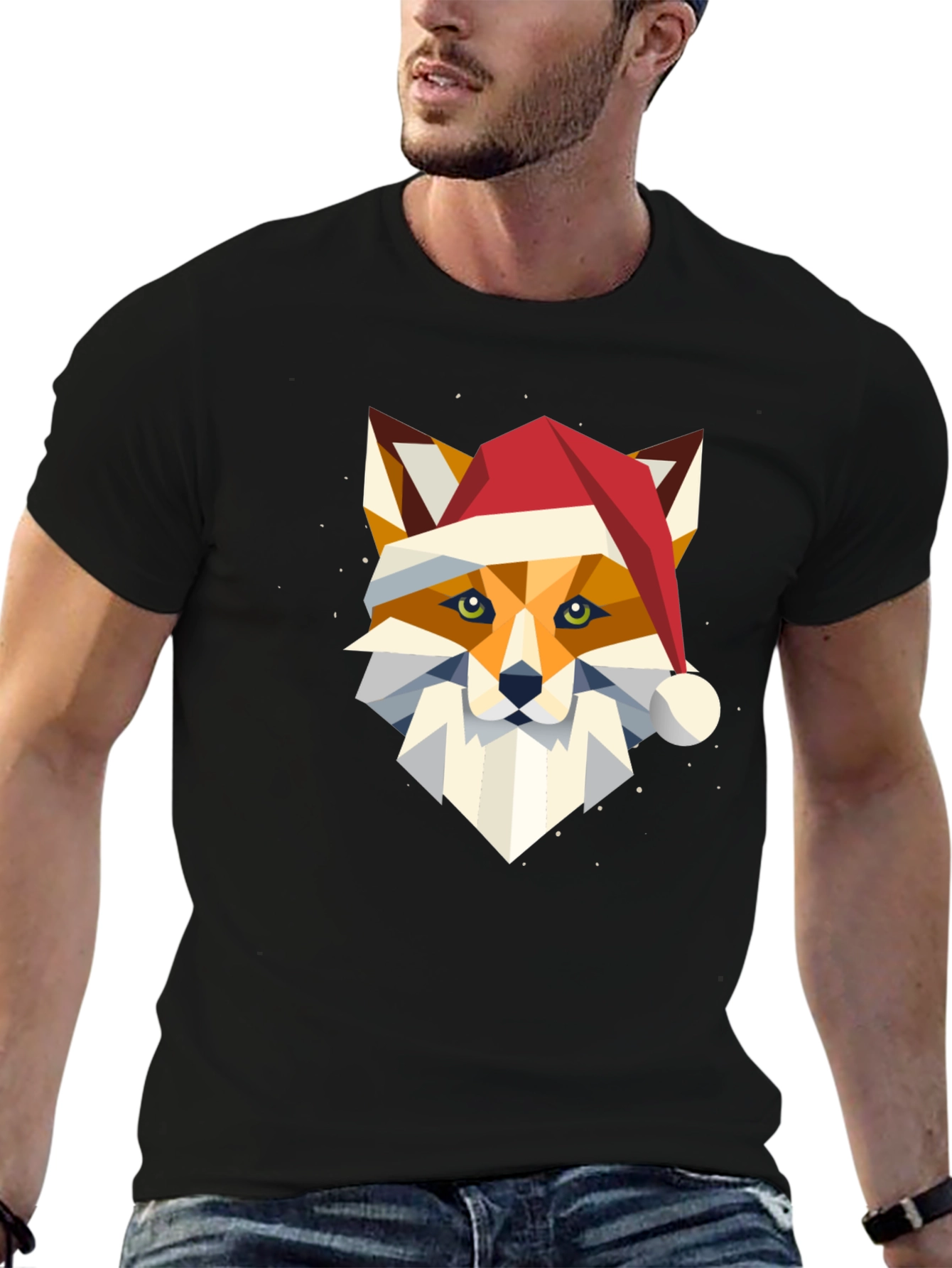 Geometric Fox Christmas T-Shirt - Holiday Style