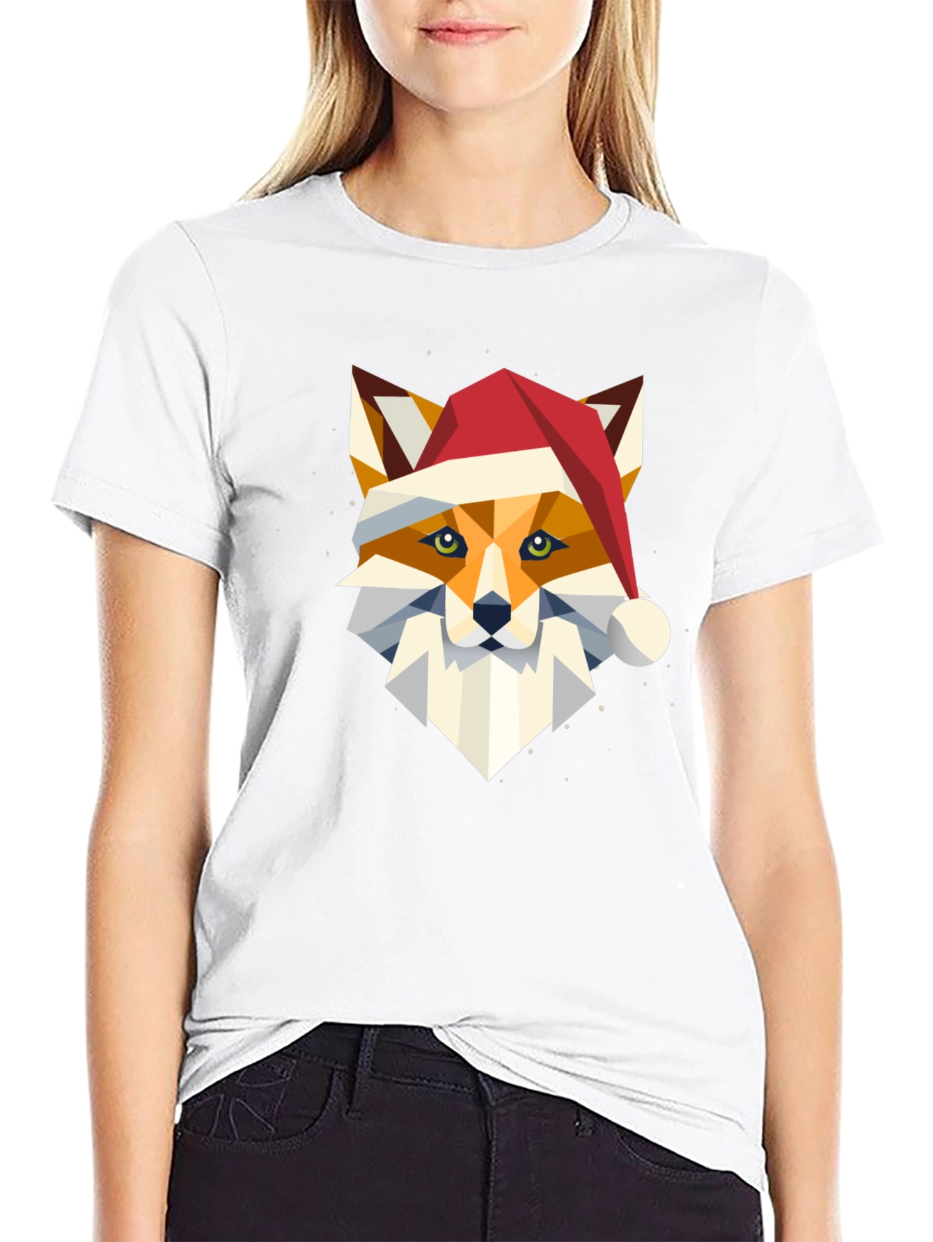 Geometric Fox Christmas T-Shirt - Holiday Style