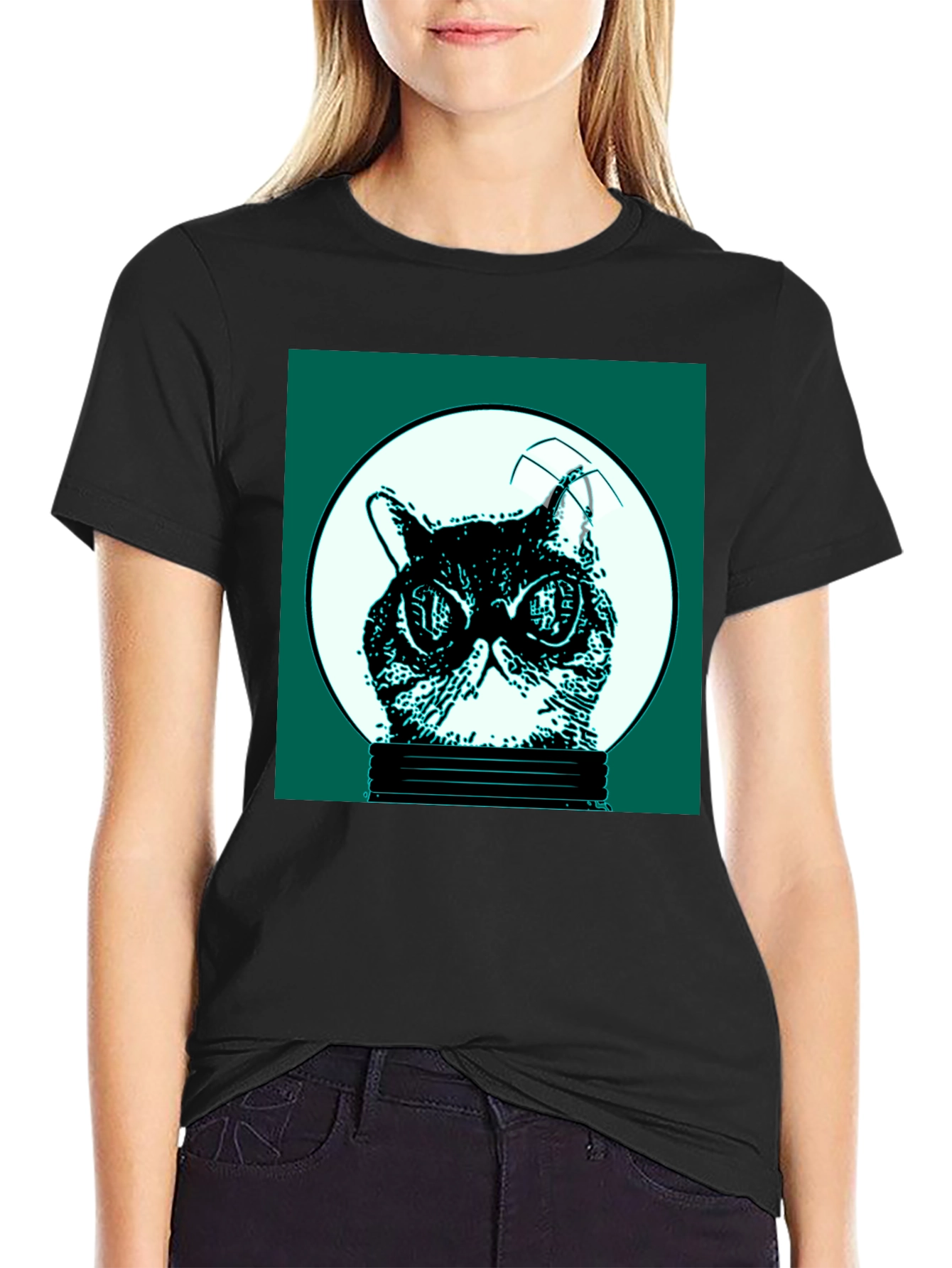 Cool Cat in Bulb Graphic Tee