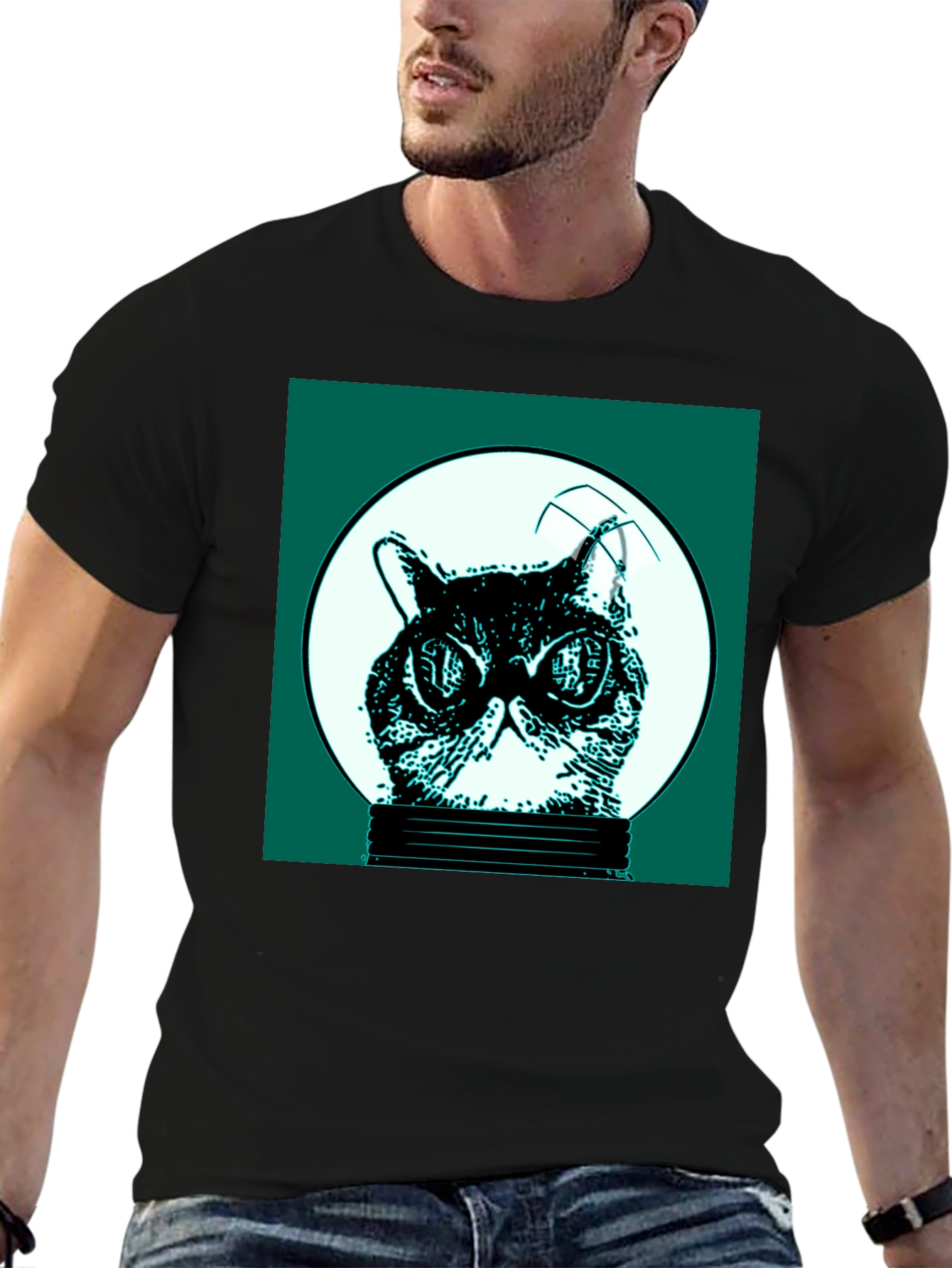 Cool Cat in Bulb Graphic Tee