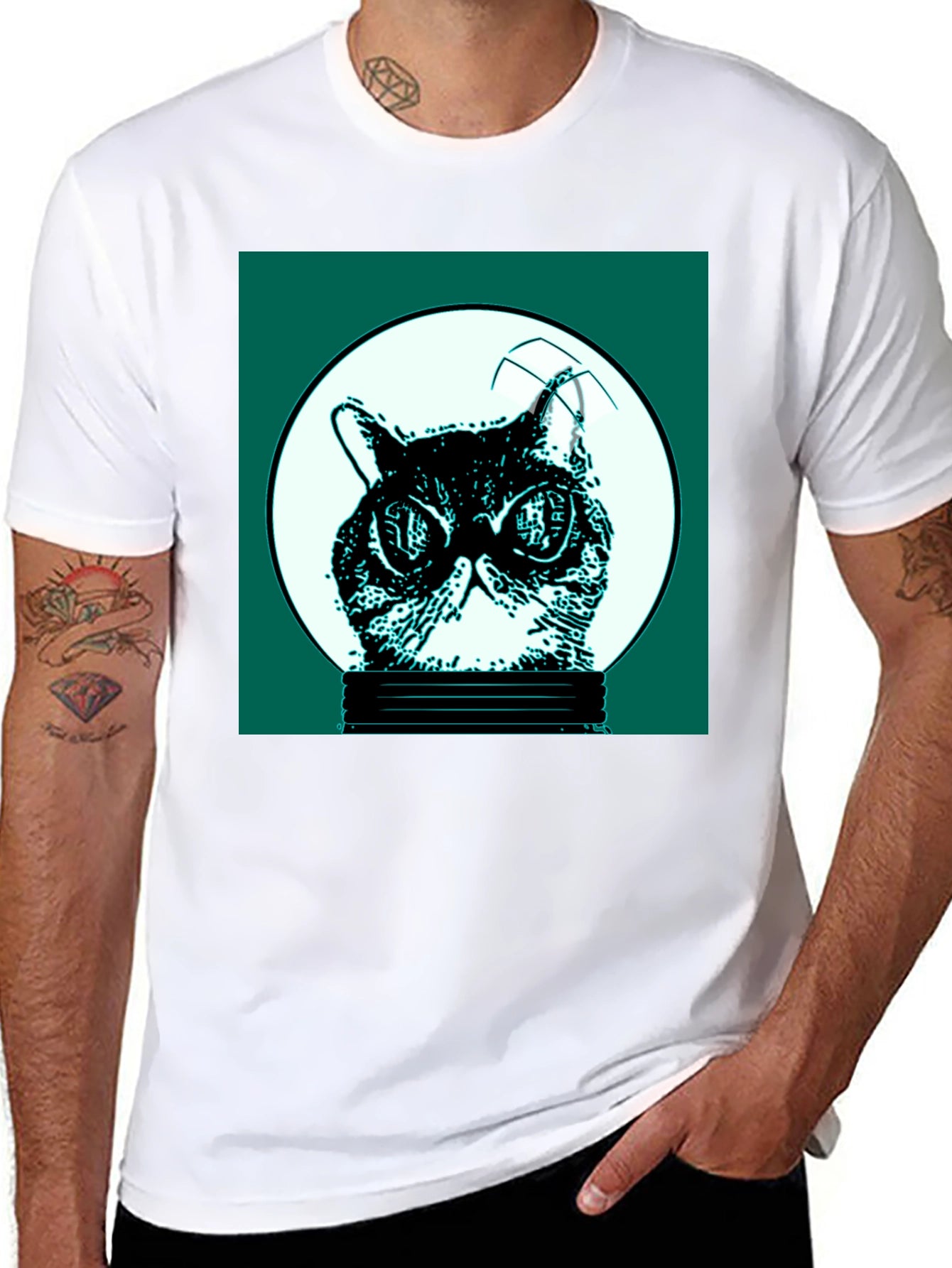 Cool Cat in Bulb Graphic Tee