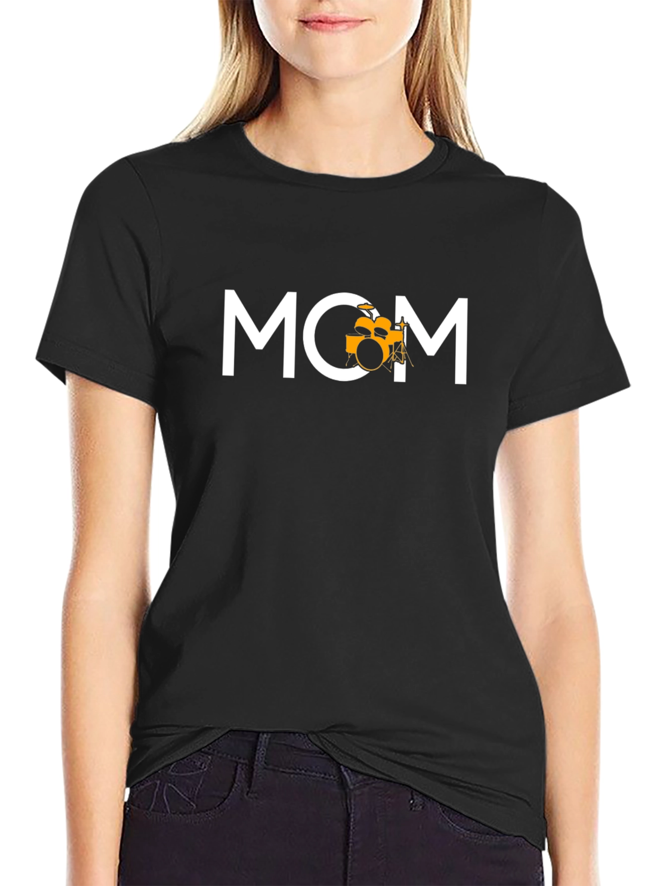 Drummer Mom Graphic T-Shirt - Black