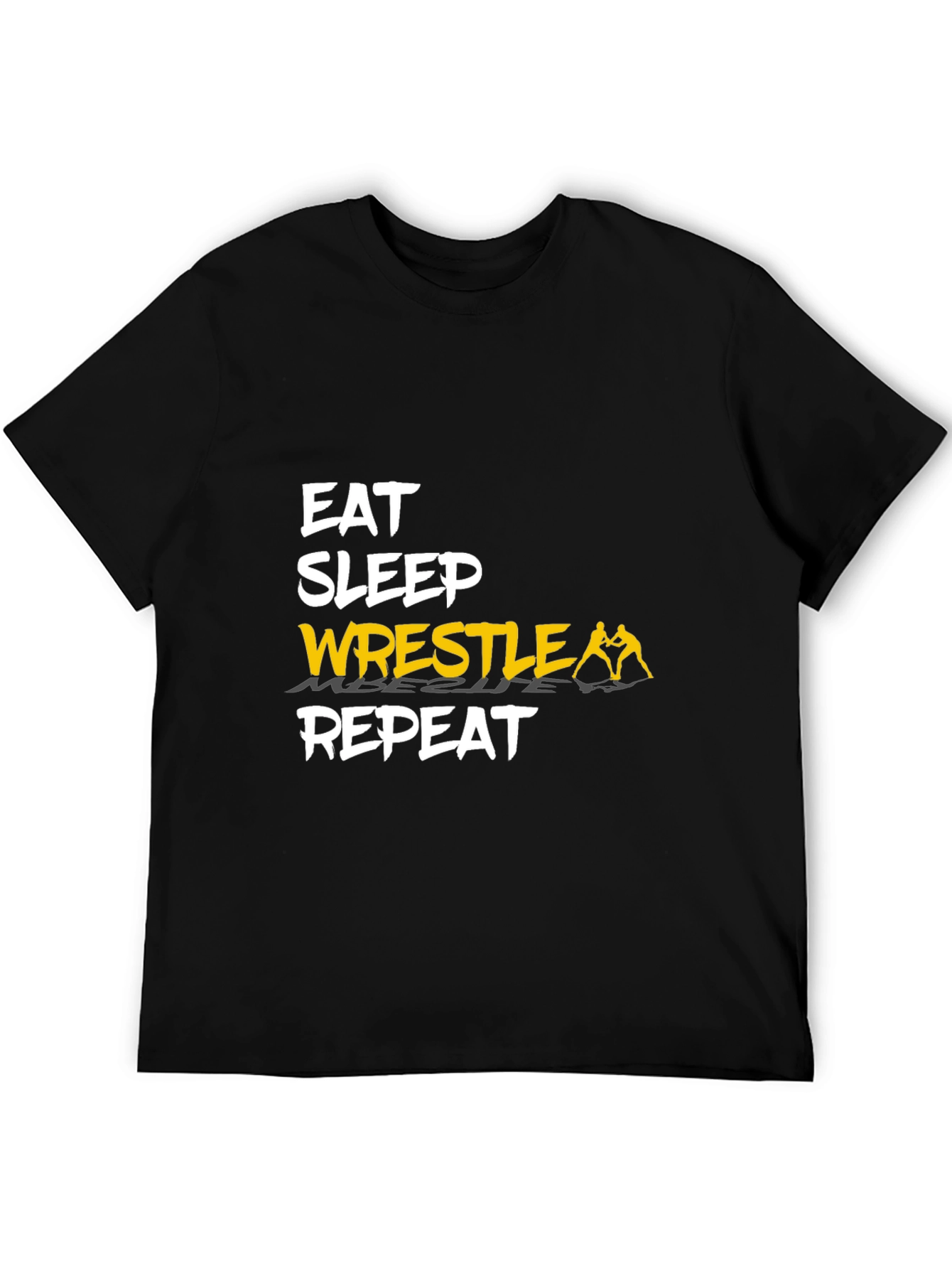 Eat Sleep Wrestle Repeat Black Graphic T-Shirt