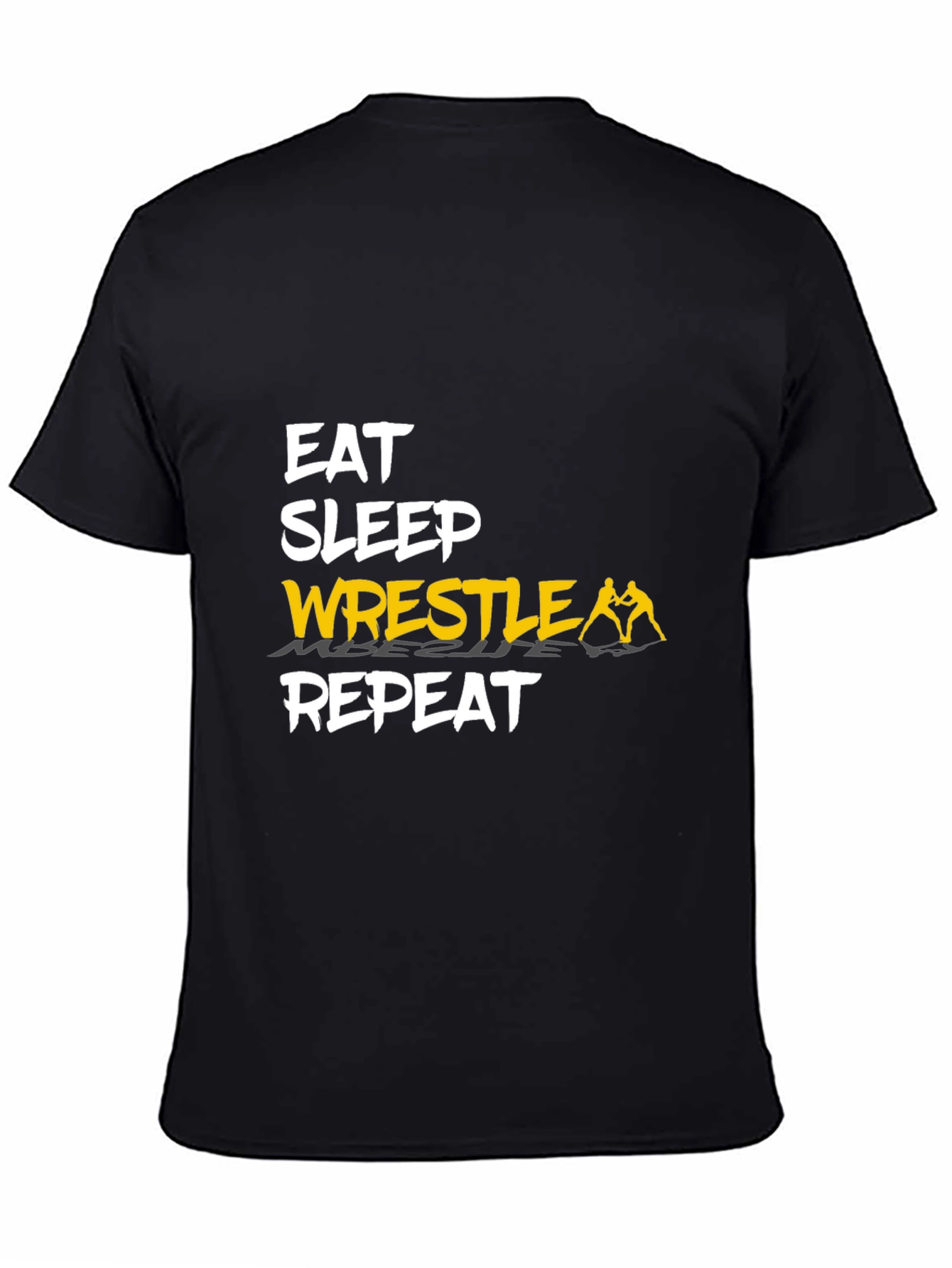 Eat Sleep Wrestle Repeat Black Graphic T-Shirt