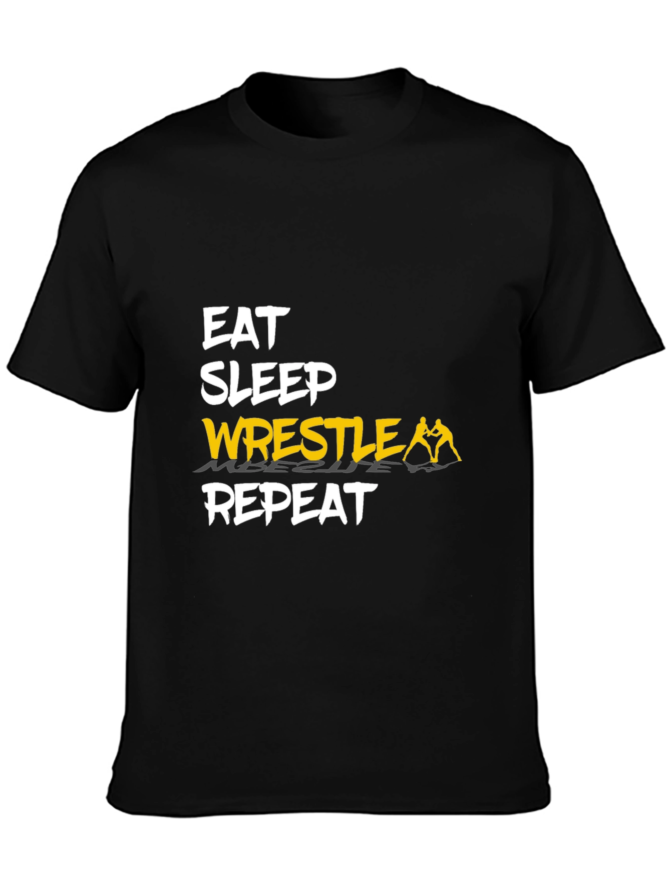 Eat Sleep Wrestle Repeat Black Graphic T-Shirt