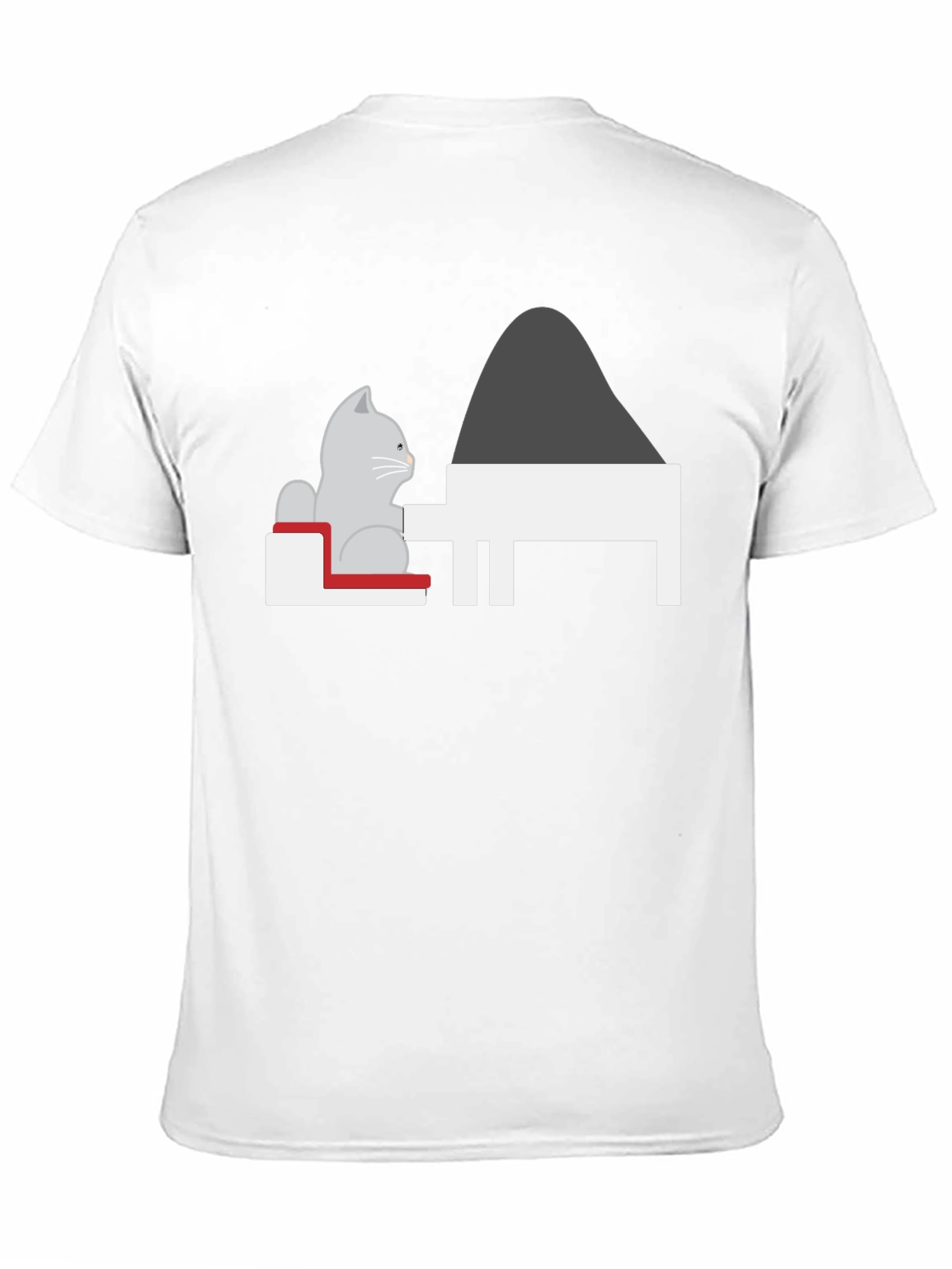 Cat at Piano T-Shirt - Black Unique Design