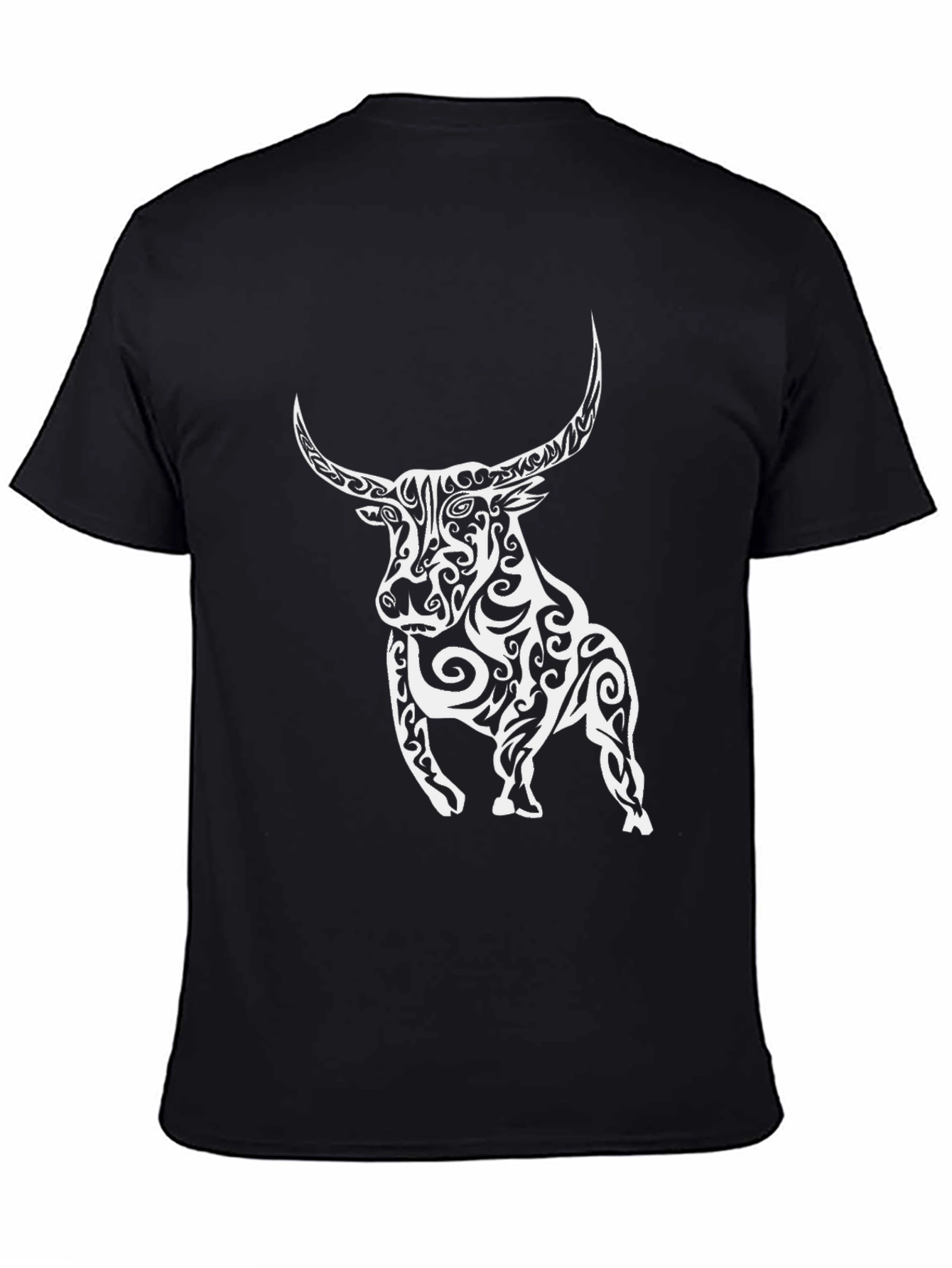 Tribal Bull Graphic Black T-Shirt