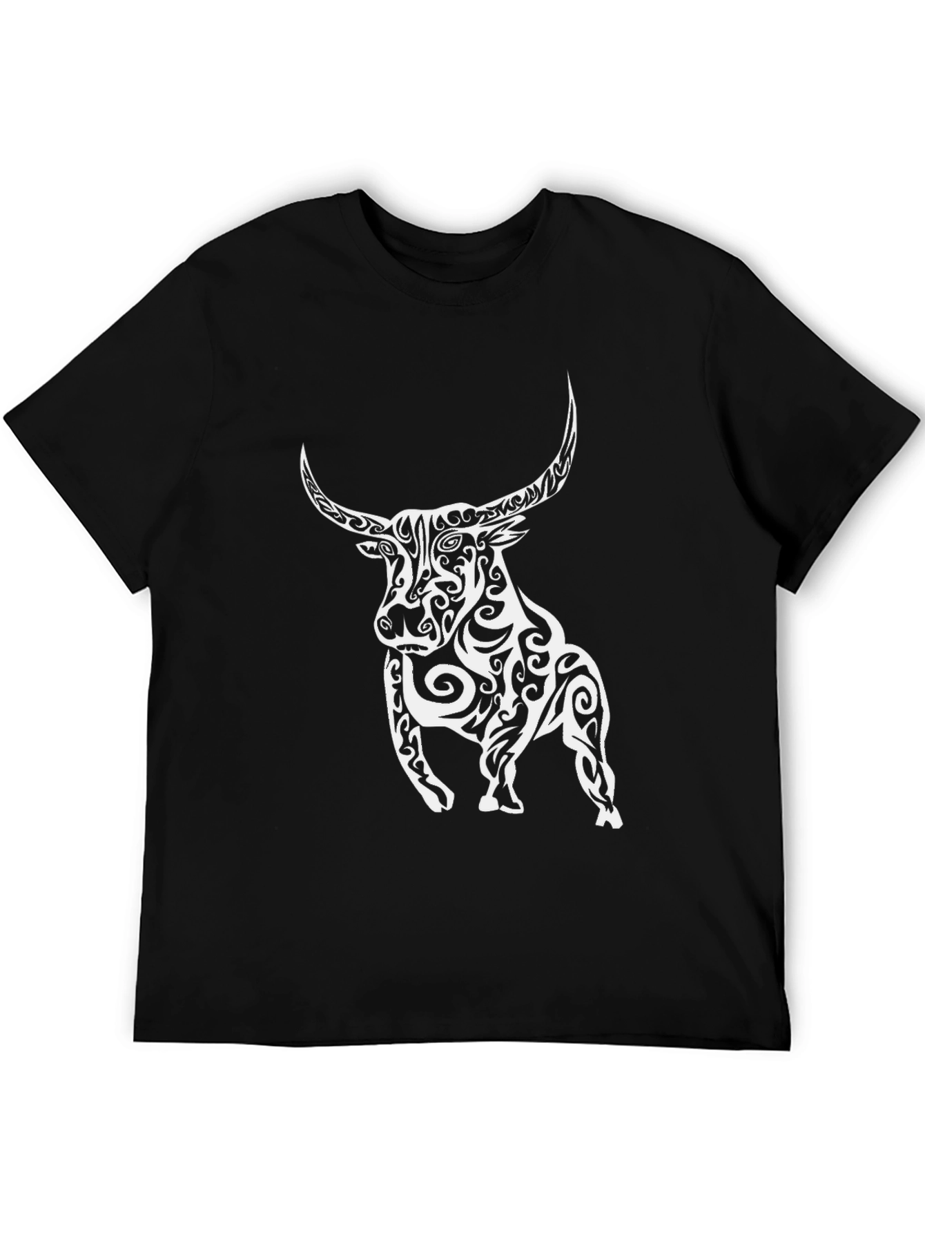 Tribal Bull Graphic Black T-Shirt