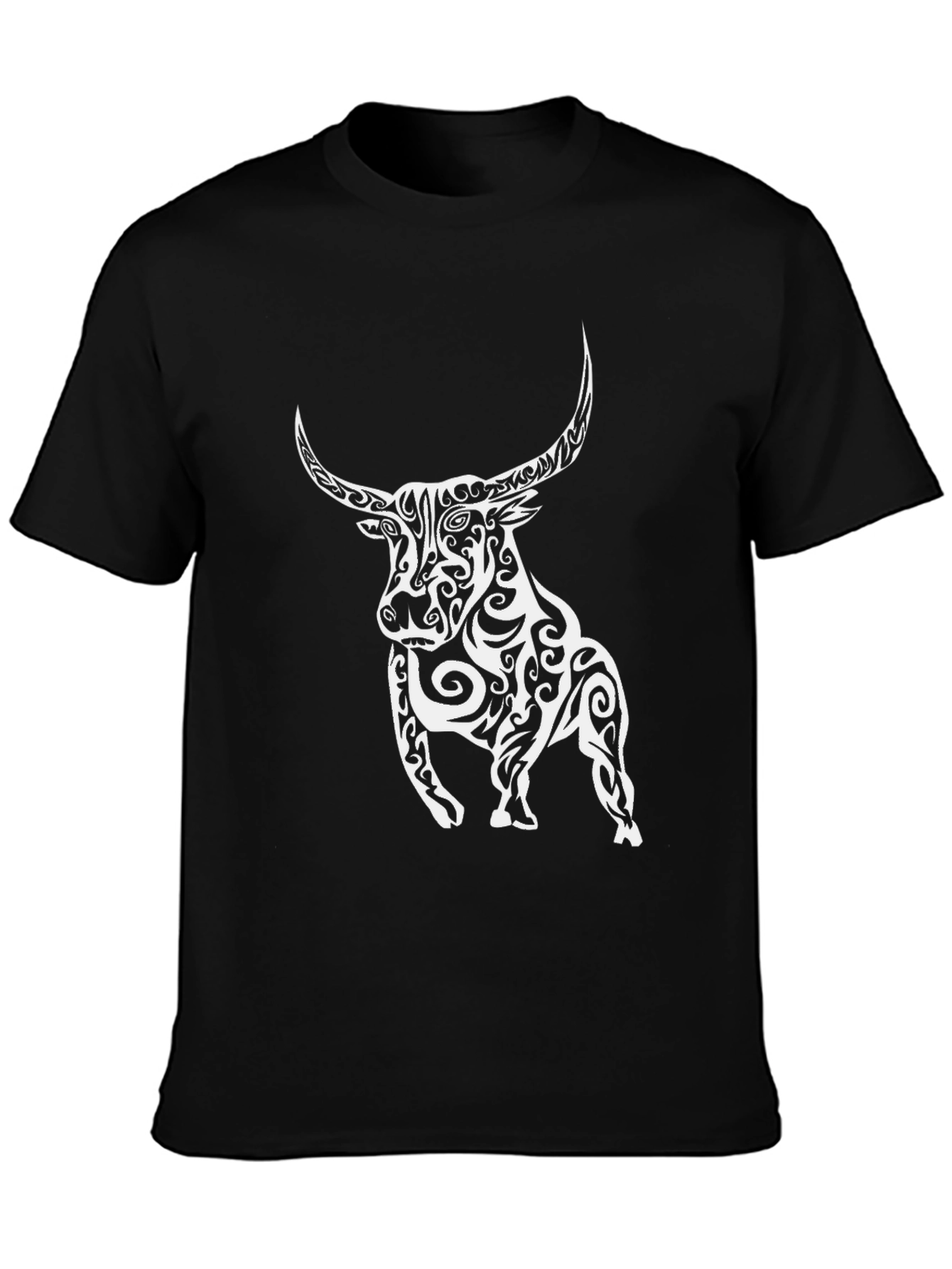 Tribal Bull Graphic Black T-Shirt