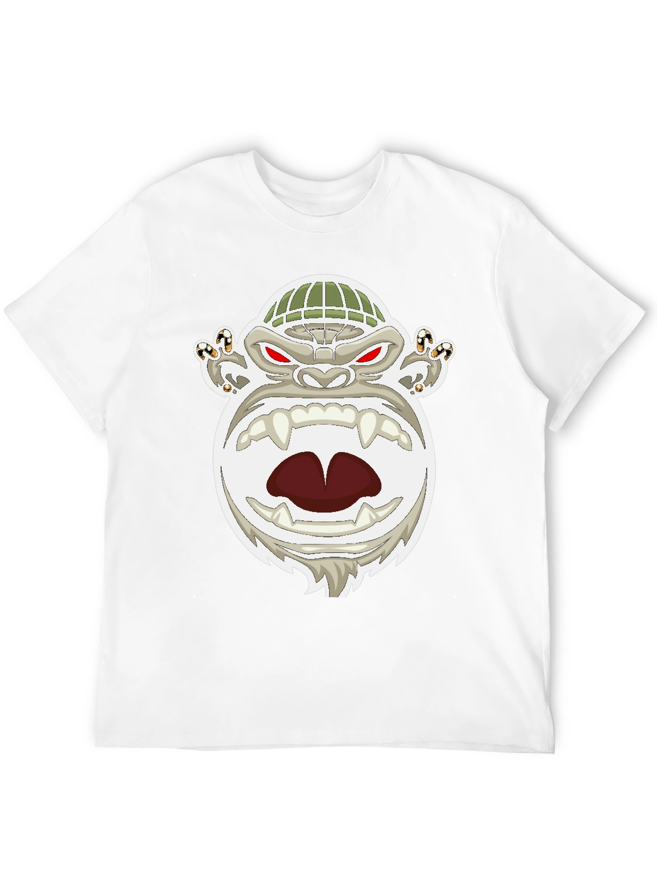 Mens Black T-Shirt with Cartoon Gorilla Graphic