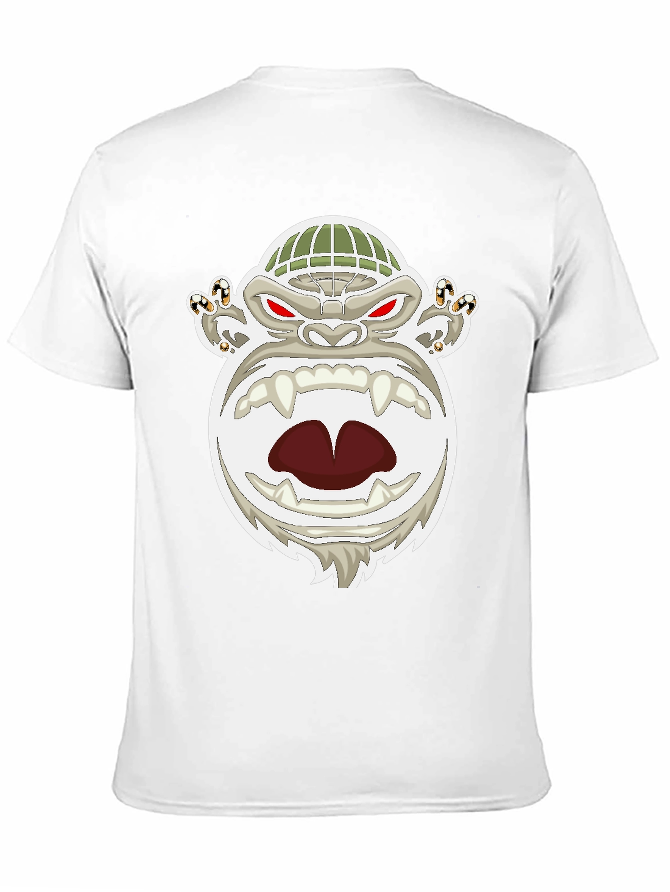 Mens Black T-Shirt with Cartoon Gorilla Graphic