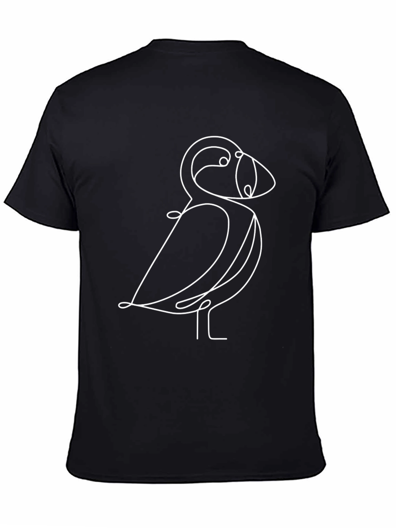 Puffin Line Art Black T-Shirt