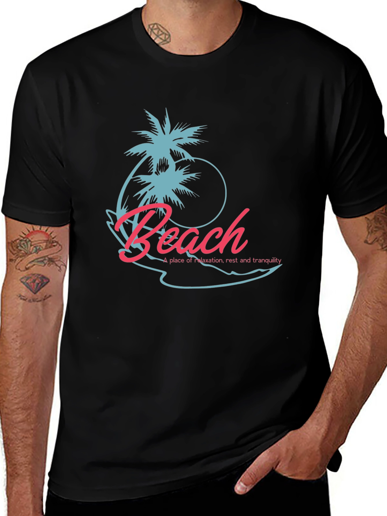 Tropical Beach Graphic T-Shirt - Relaxation Style