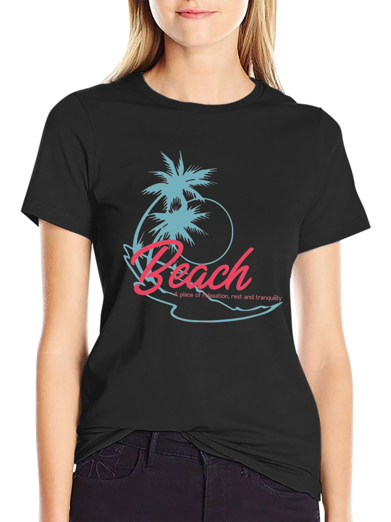 Tropical Beach Graphic T-Shirt - Relaxation Style