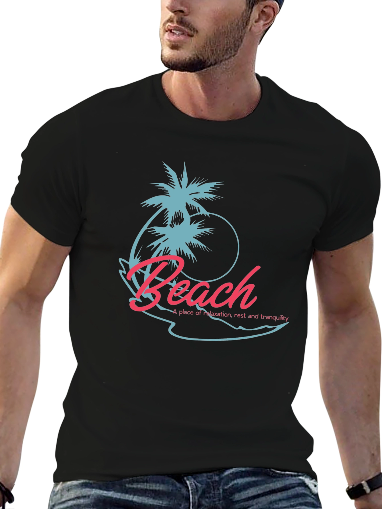 Tropical Beach Graphic T-Shirt - Relaxation Style