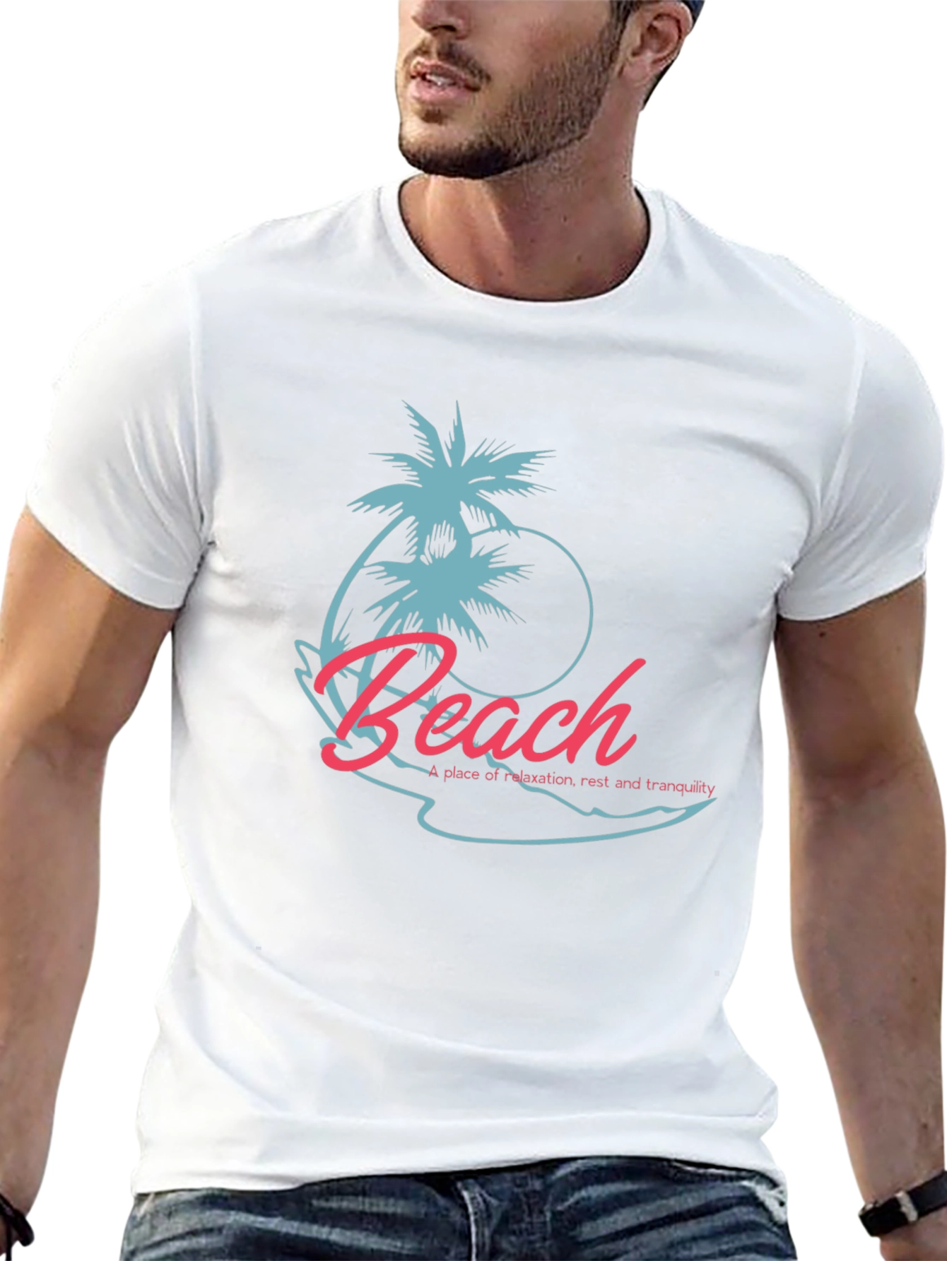 Tropical Beach Graphic T-Shirt - Relaxation Style
