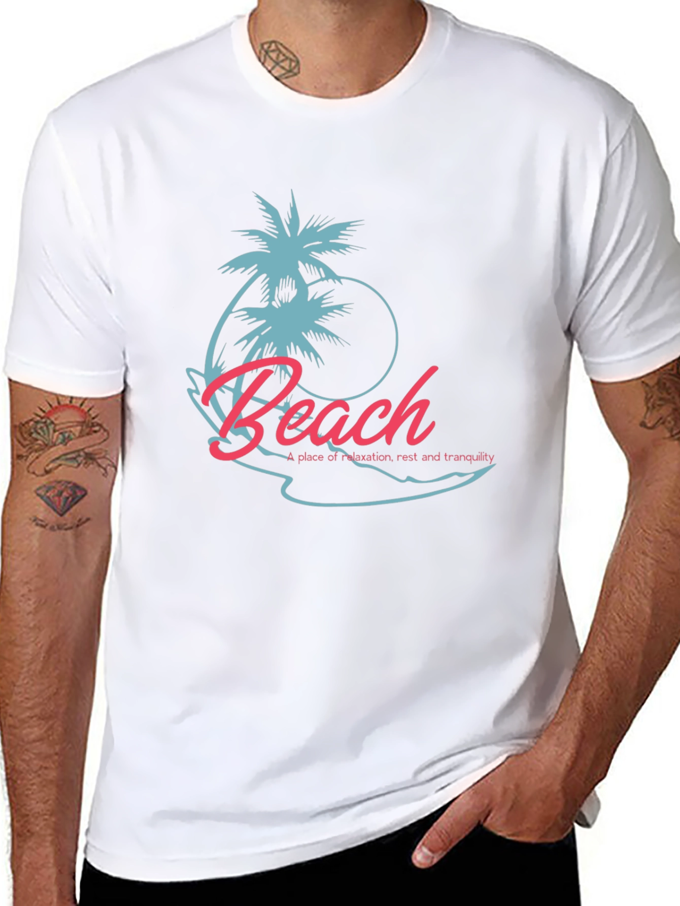 Tropical Beach Graphic T-Shirt - Relaxation Style