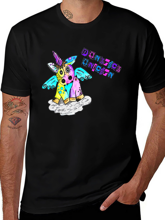 Funky Unicorn Graphic Tee - Mens Black T-Shirt