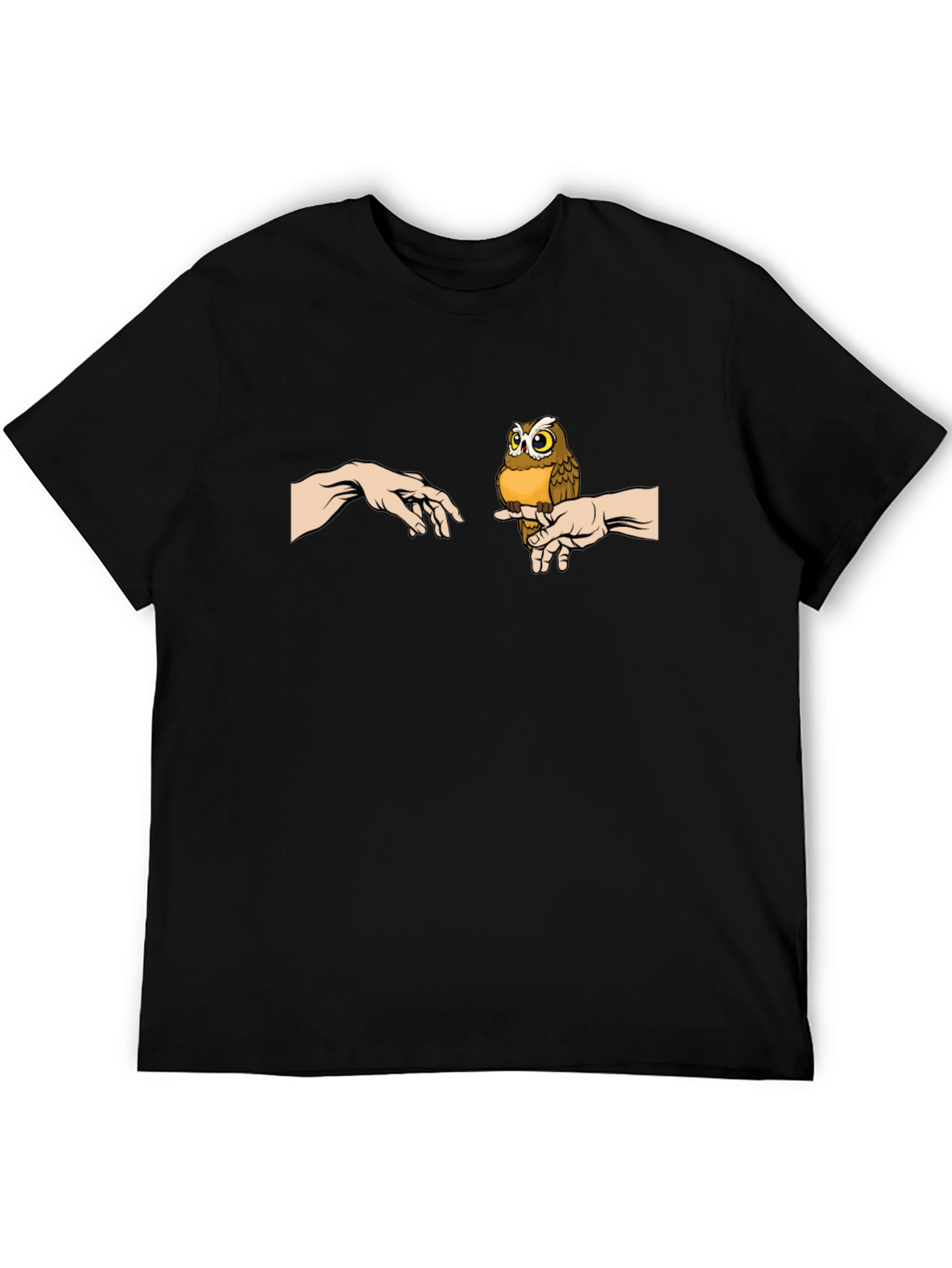 Owl Creation Graphic Tee - Soft Black Cotton Shirt