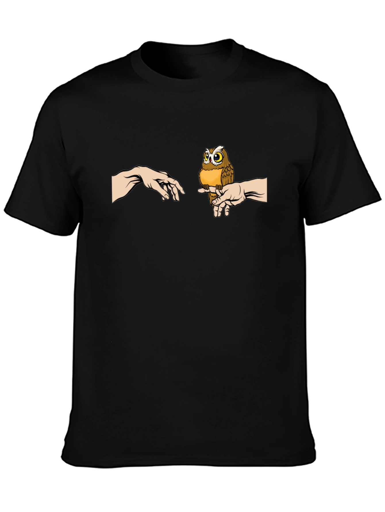 Owl Creation Graphic Tee - Soft Black Cotton Shirt