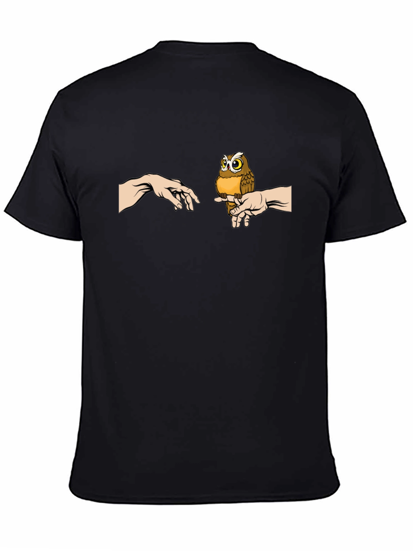 Owl Creation Graphic Tee - Soft Black Cotton Shirt