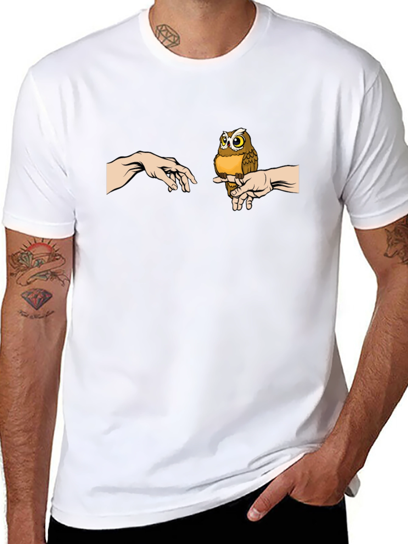 Owl Creation Graphic Tee - Soft Black Cotton Shirt