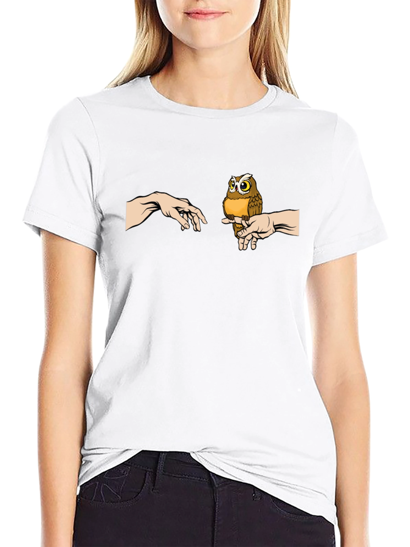 Owl Creation Graphic Tee - Soft Black Cotton Shirt