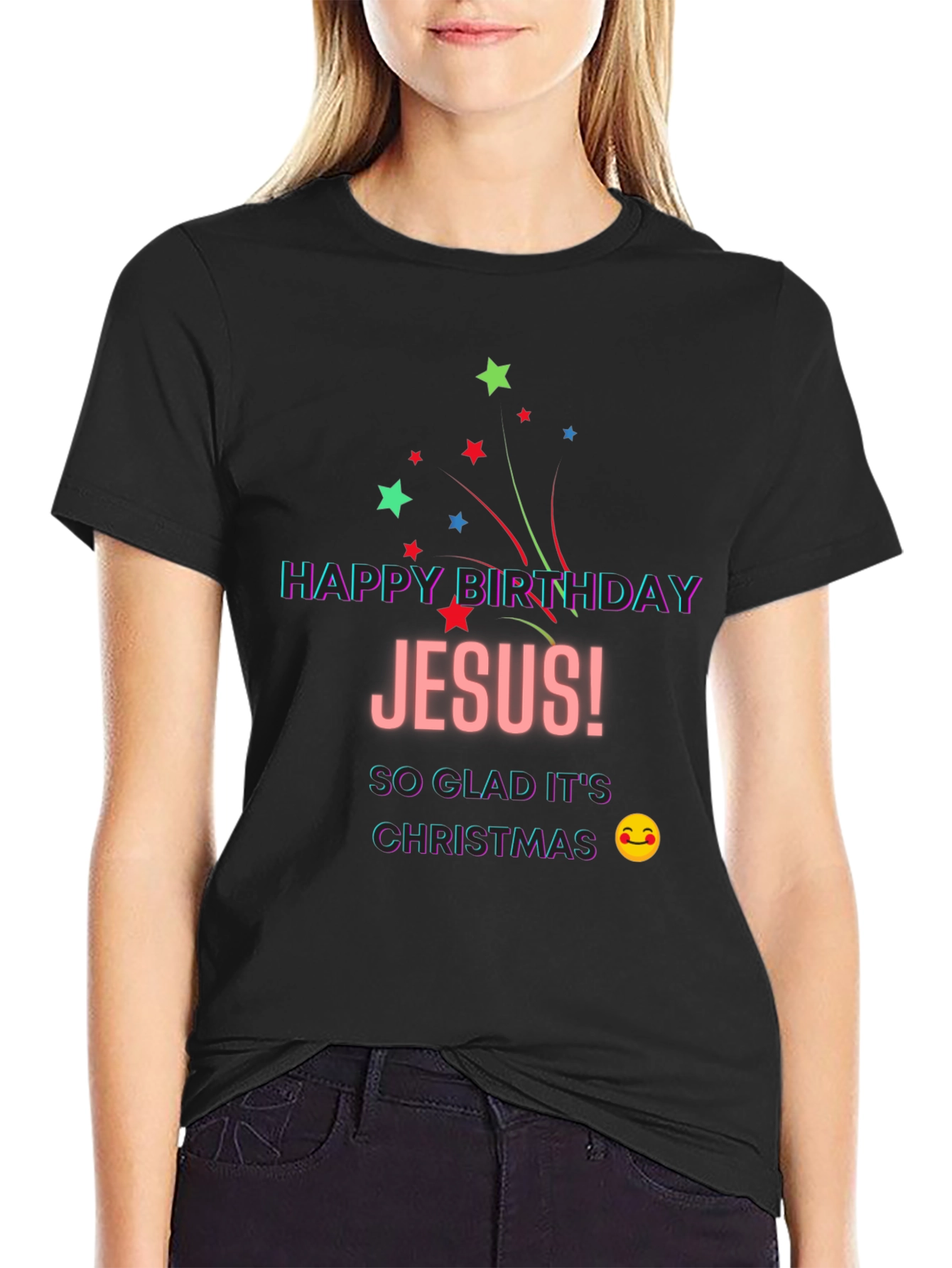 Happy Birthday Jesus T-Shirt Christmas Celebration Holiday Tee