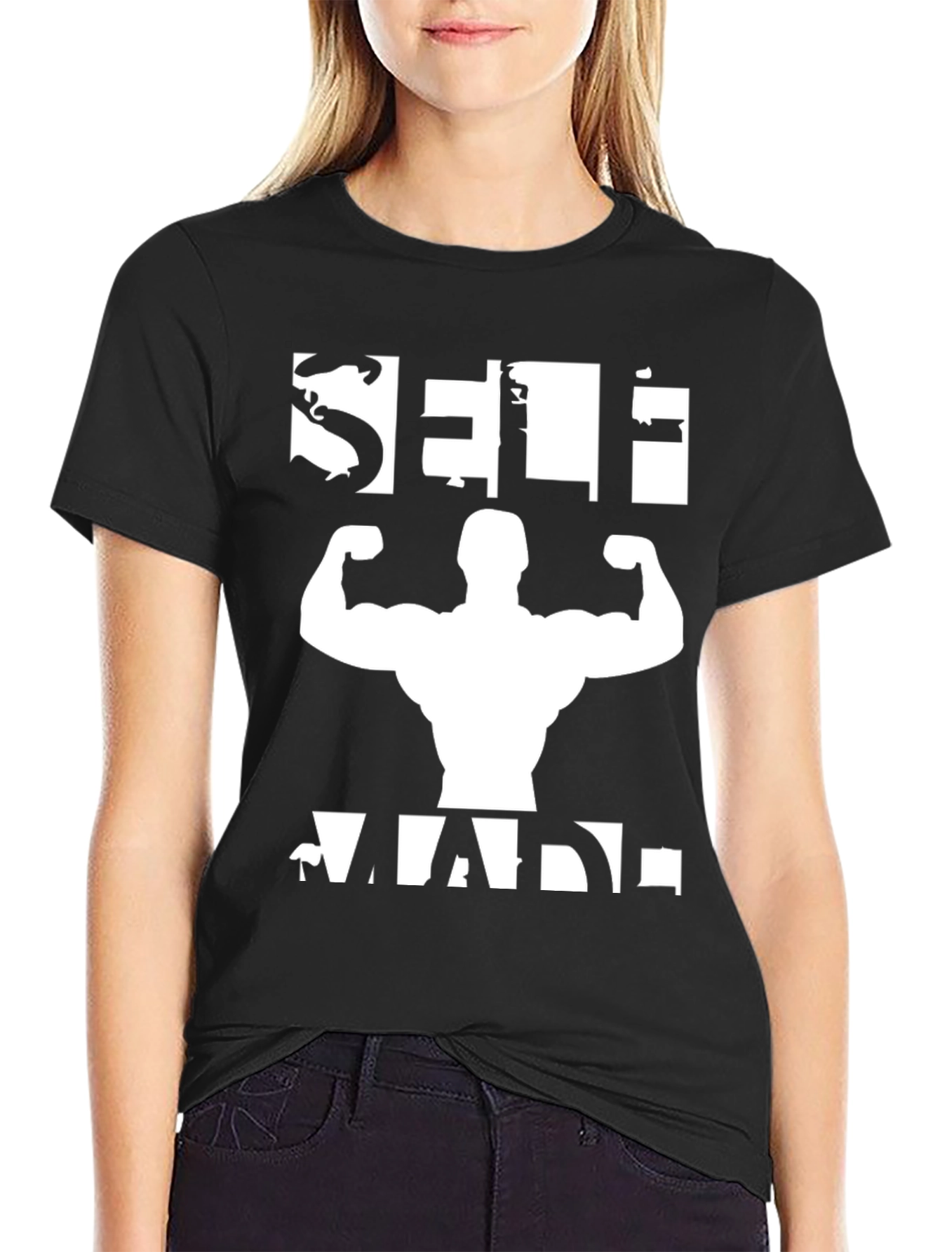 Self Made Graphic T-Shirt - Black Gym Fitness Tee